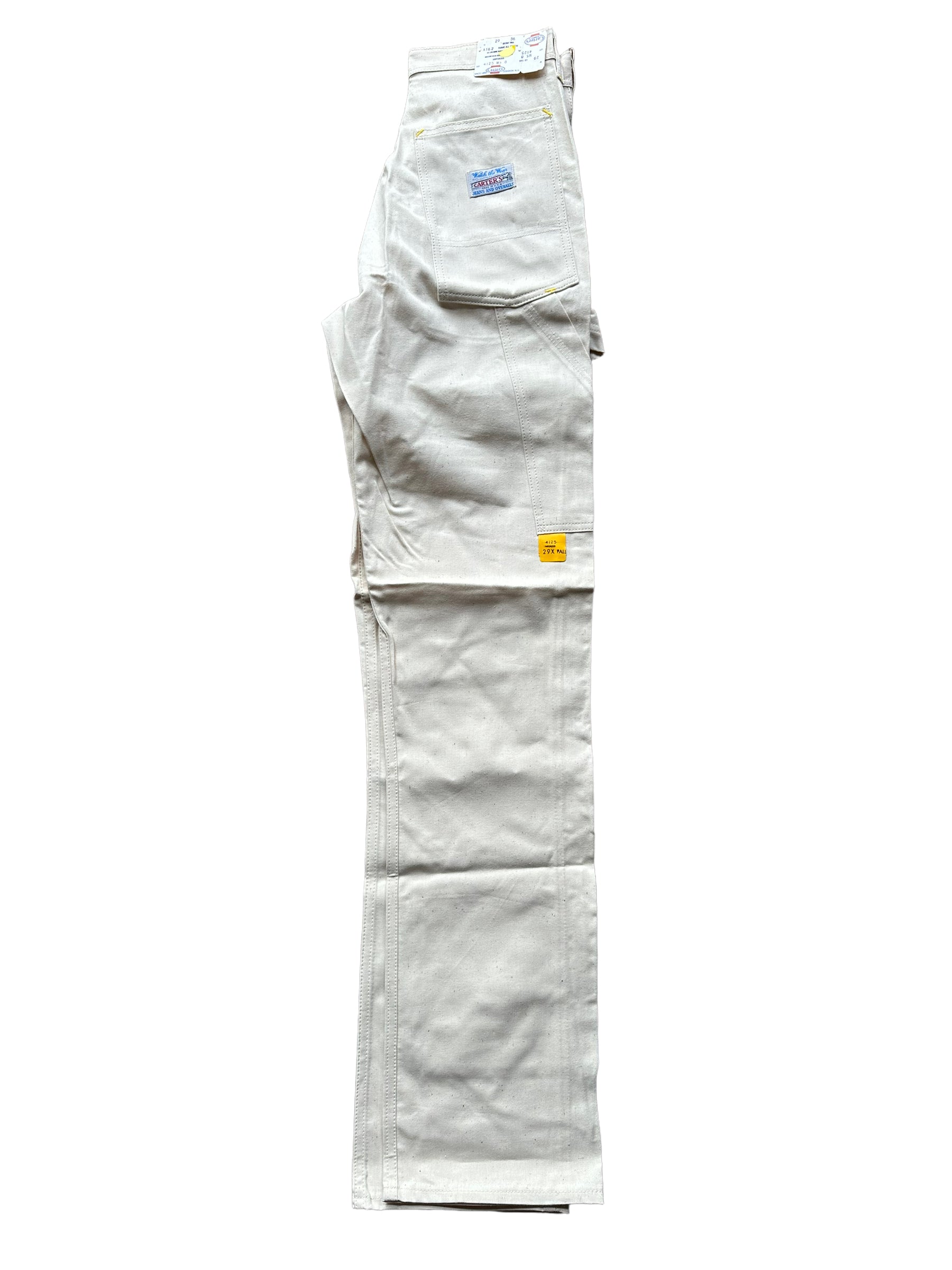 Rear Folded View of NOS Vintage Carter's Ecru Painters Pants W29 L36