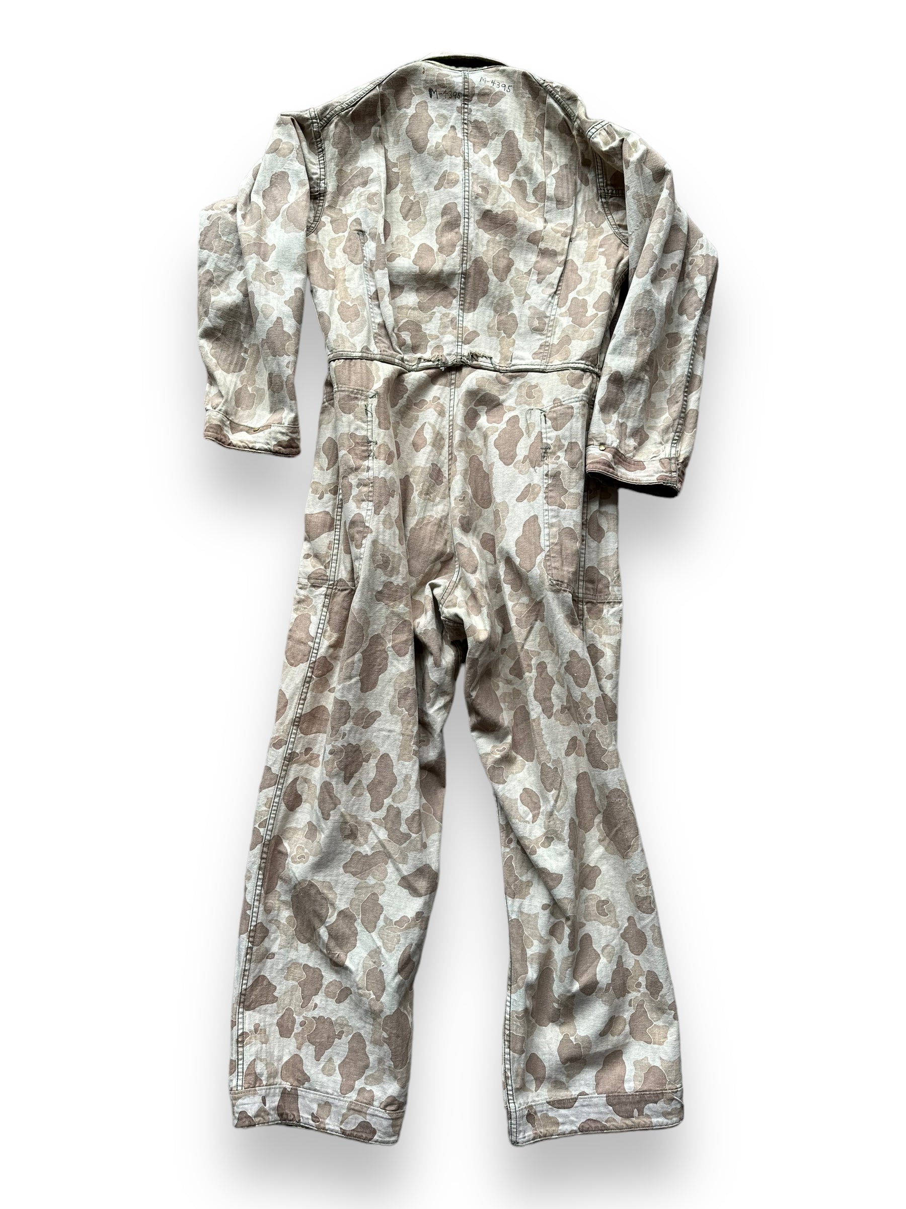 Inside Out Rear View of Vintage M-4395 HBT Frogskin Camo Coveralls SZ M | Vintage Frog Skin Camo Pants Seattle | Barn Owl Vintage Workwear