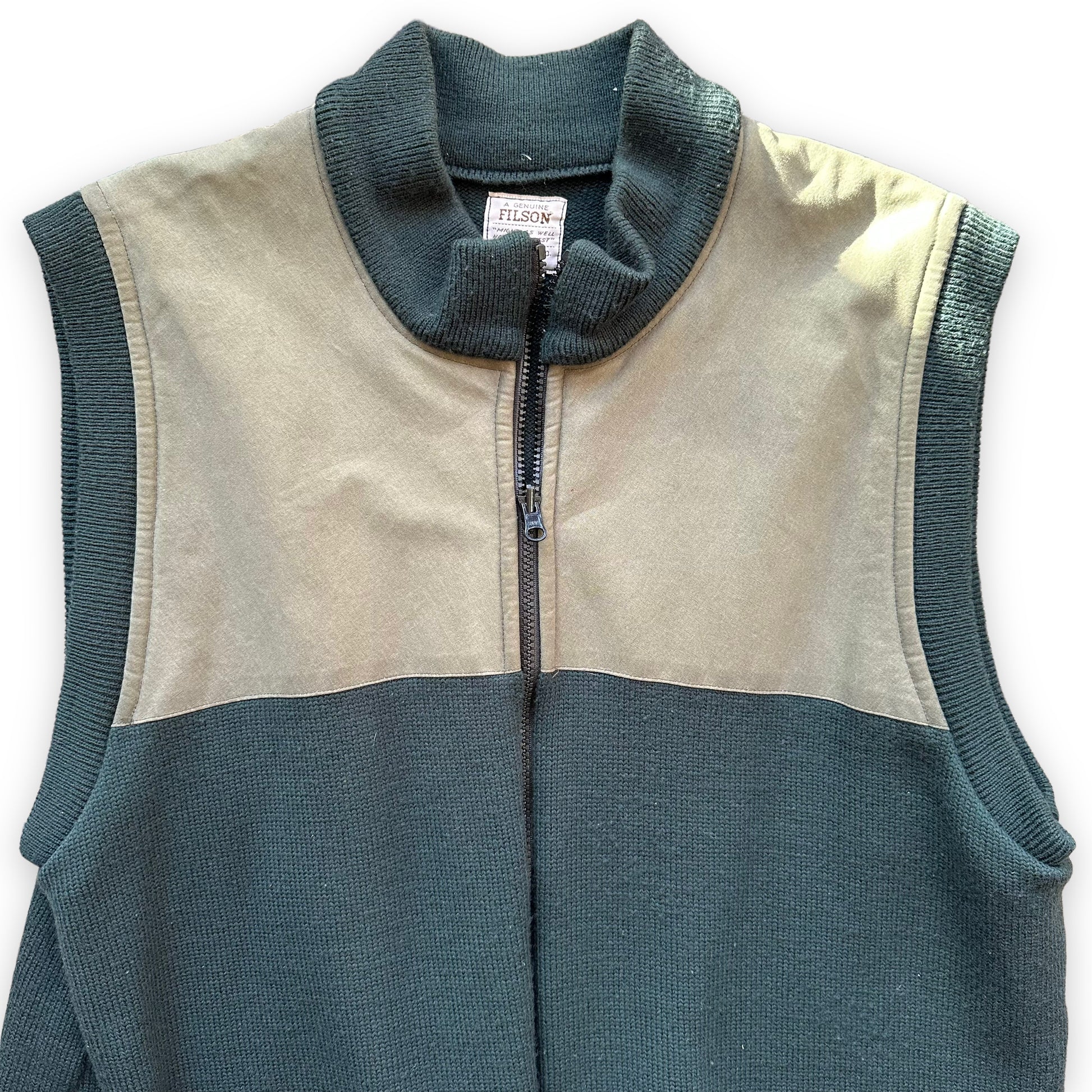 Front Upper View of Filson Style 705 Wool Guide Vest SZ XL |  Barn Owl Vintage Goods | Vintage Workwear Seattle