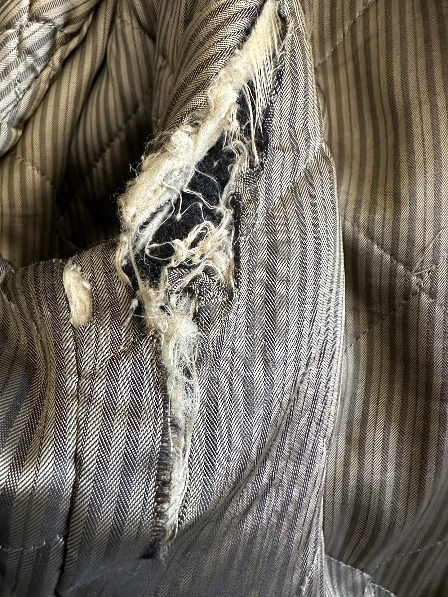 Wear on Armpit of Vintage Buck Skein Clicker Jacket SZ 42 | Barn Owl Vintage Goods | Vintage Clicker Coat Seattle