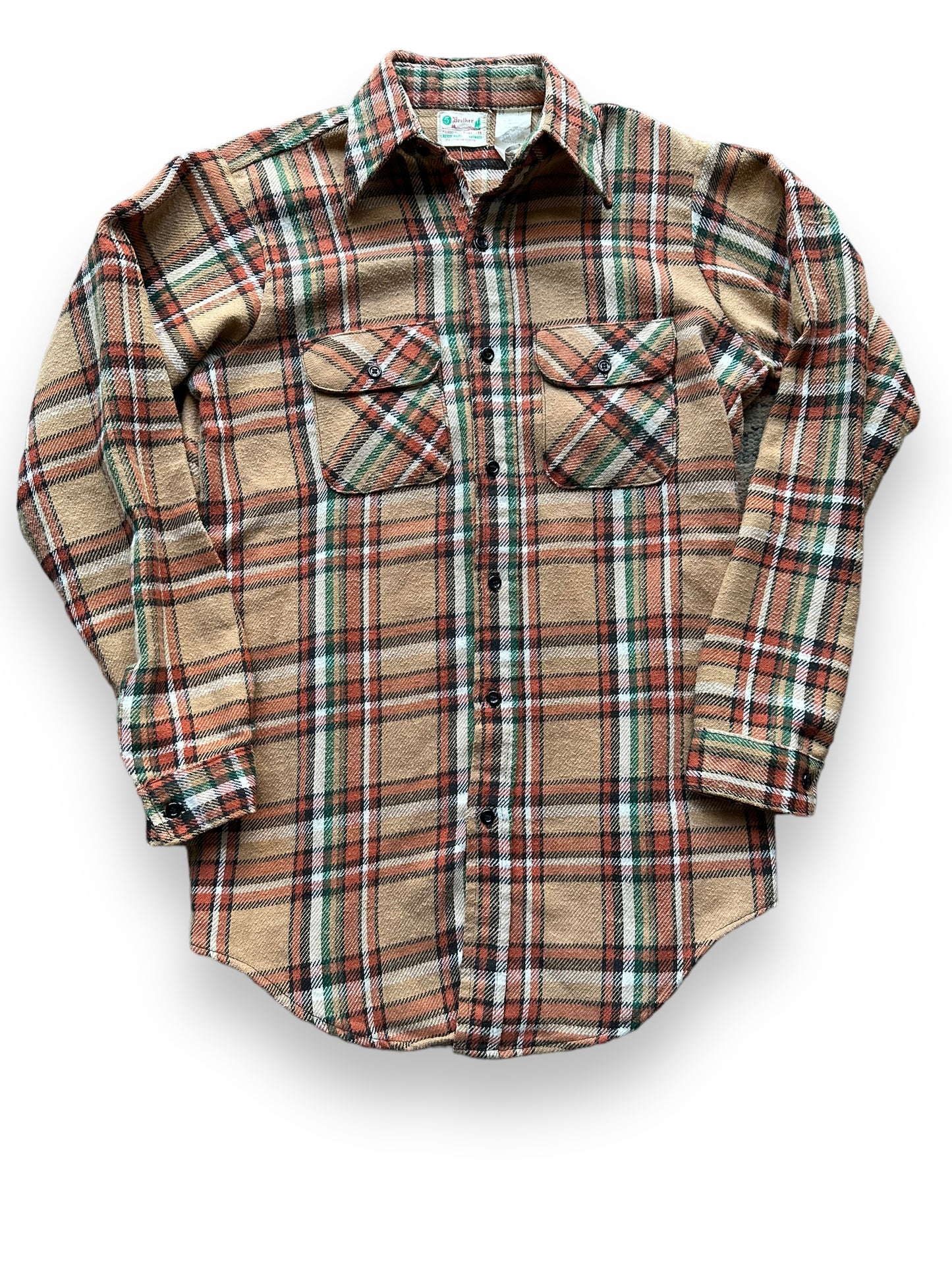 Front View of Vintage 5 Brothers Cotton Blend Flannel SZ M | Vintage Cotton Flannel Seattle | Barn Owl Vintage Seattle