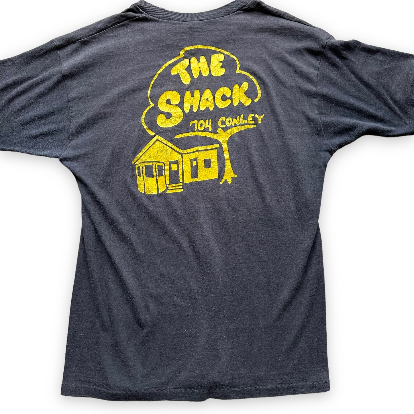 Rear Detail on Vintage Columbia Missouri Institution The Shack Tee SZ XL | Vintage MU Single Stitch Tee | Barn Owl Vintage