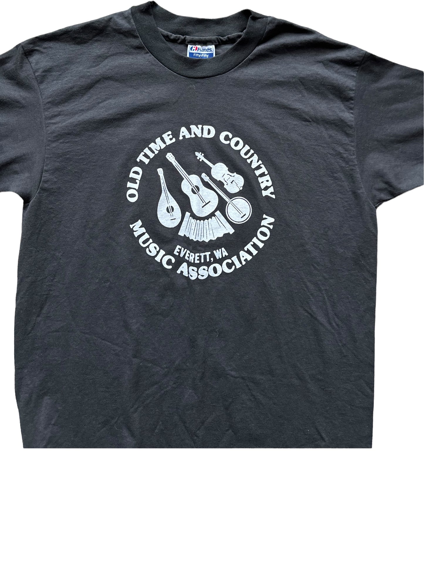 Front View Detail on Vintage Single Stitch Old Time Country Music T Shirt | Vintage Single Stitch T Shirt Seattle | Barn Owl Vintage Tee