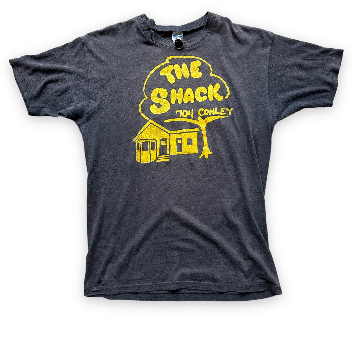 Front View of Vintage Columbia Missouri Institution The Shack Tee SZ XL | Vintage MU Single Stitch Tee | Barn Owl Vintage