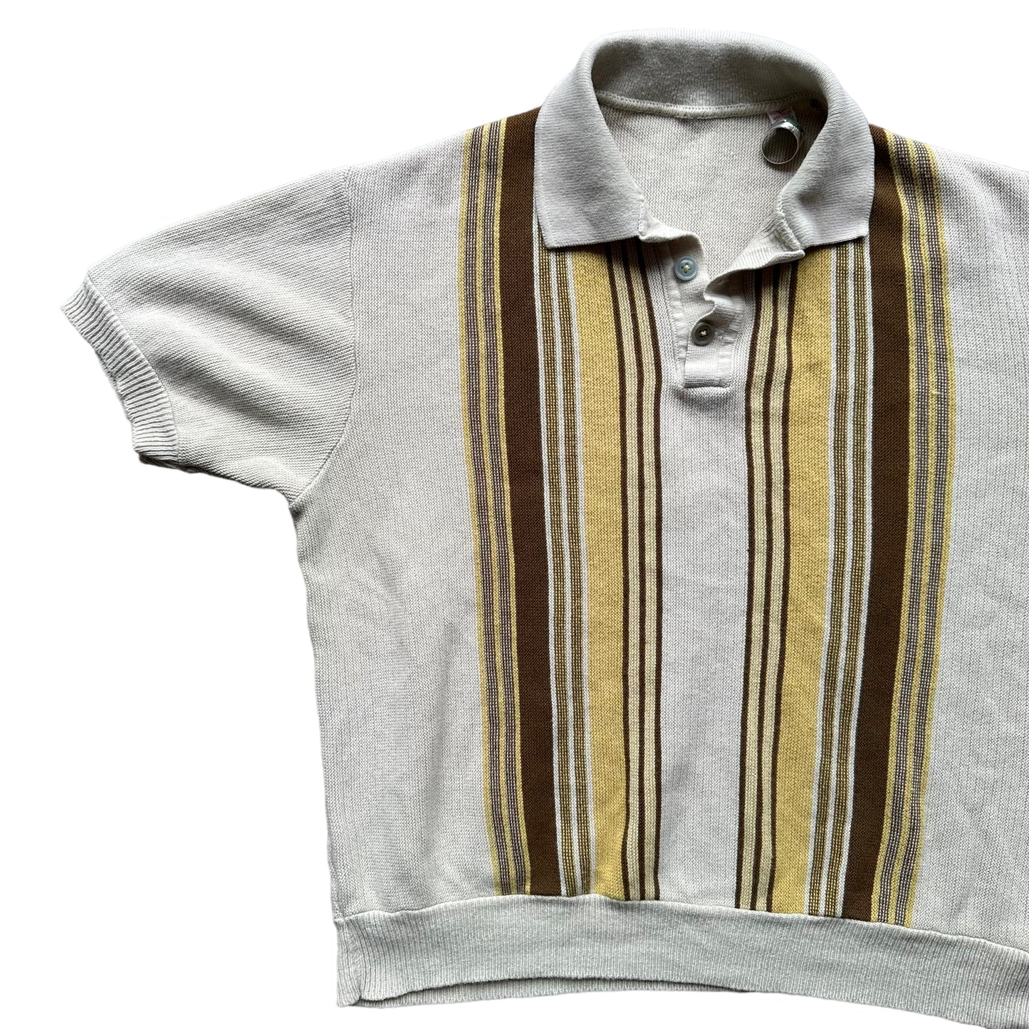 Front Right View of Vintage 100% Orlon Acrylic 60s Sweater Shirt SZ M | Vintage Sweater Shirt Seattle | Barn Owl Vintage Seattle