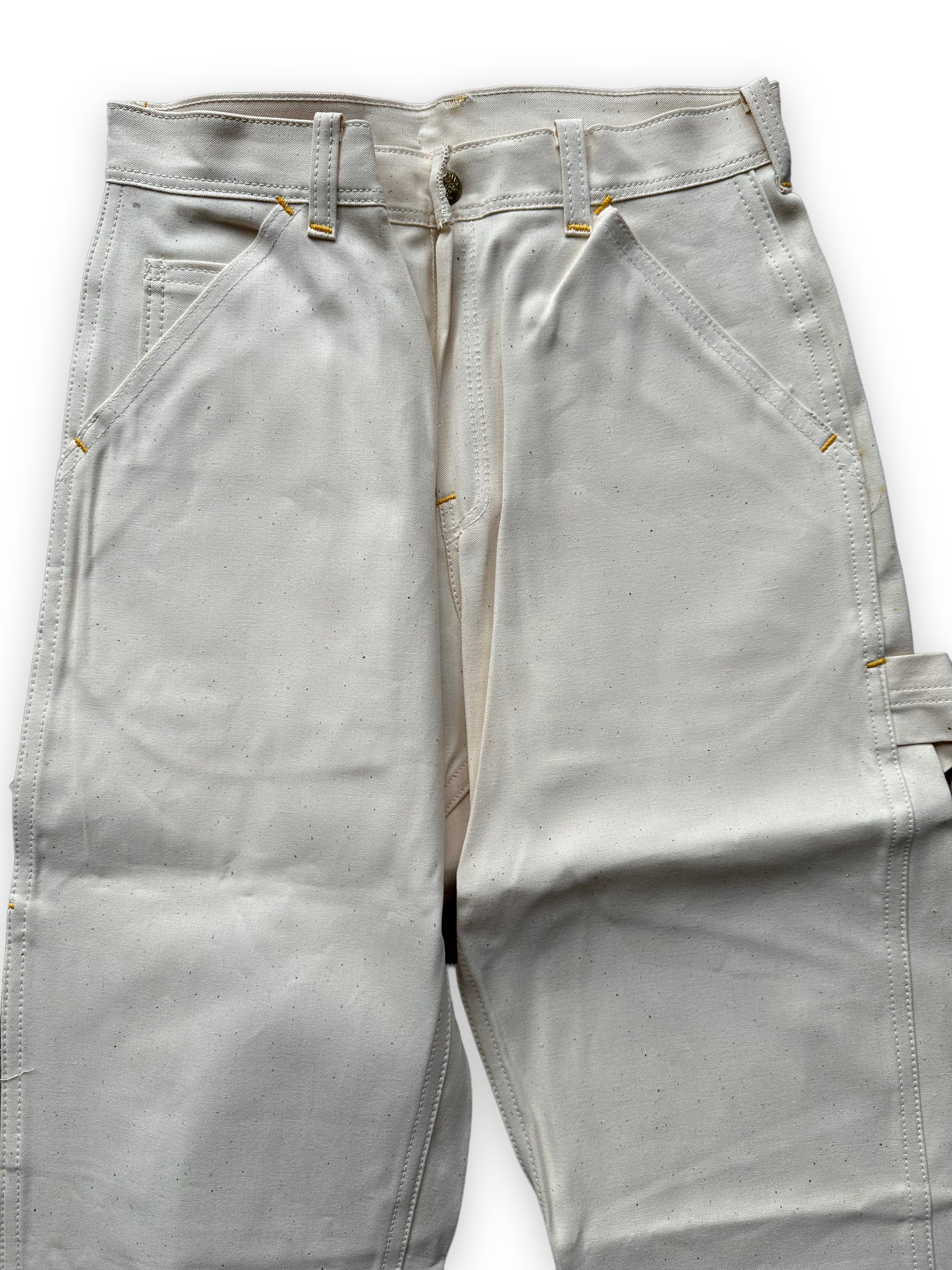 Upper Front View of NOS Vintage Carter's Ecru Painters Pants W26T | Vintage Workwear Seattle | Barn Owl Vintage Clothing