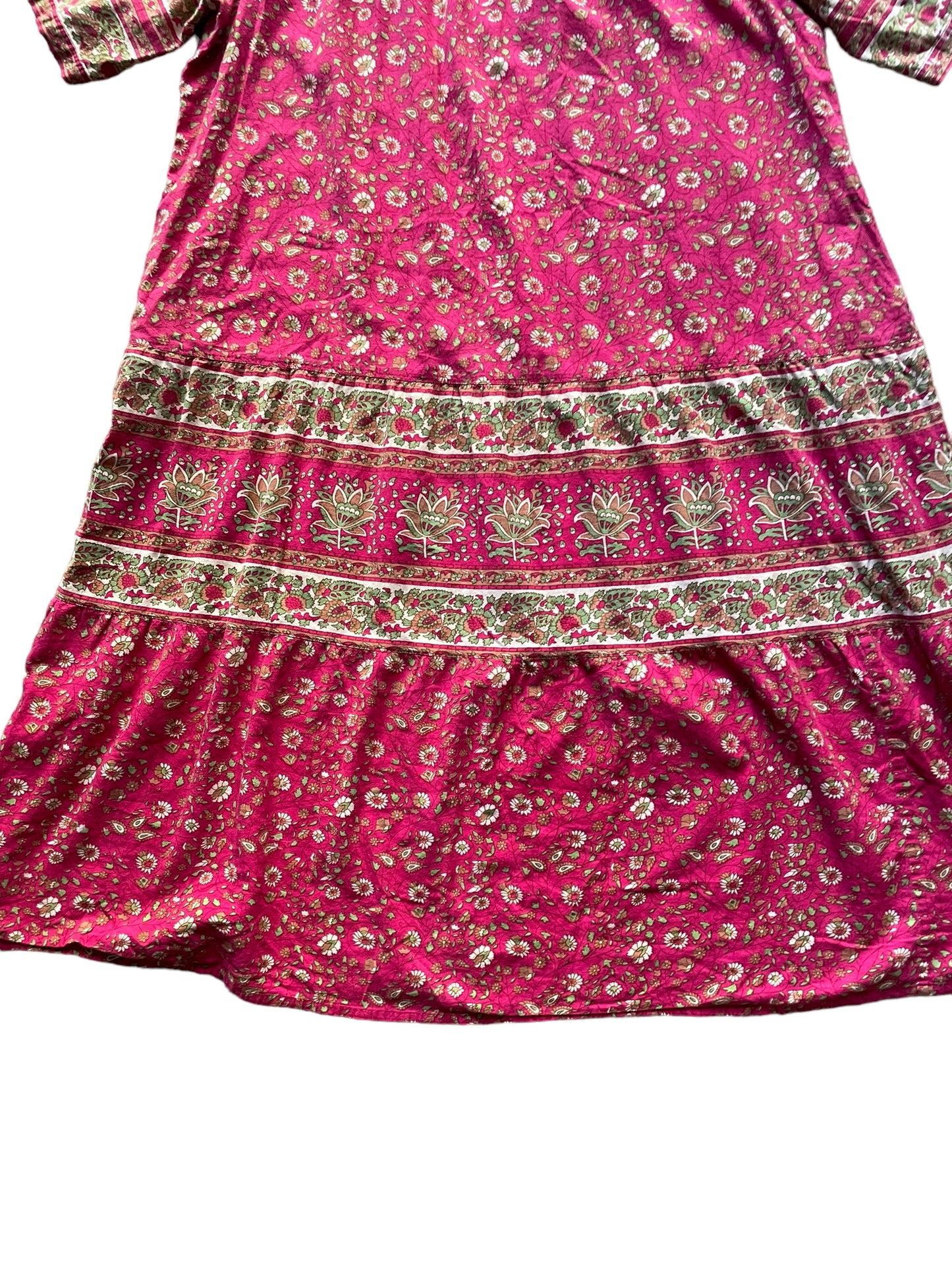 Front bottom of Vintage 1970s Indian Cotton Dress Sz XL