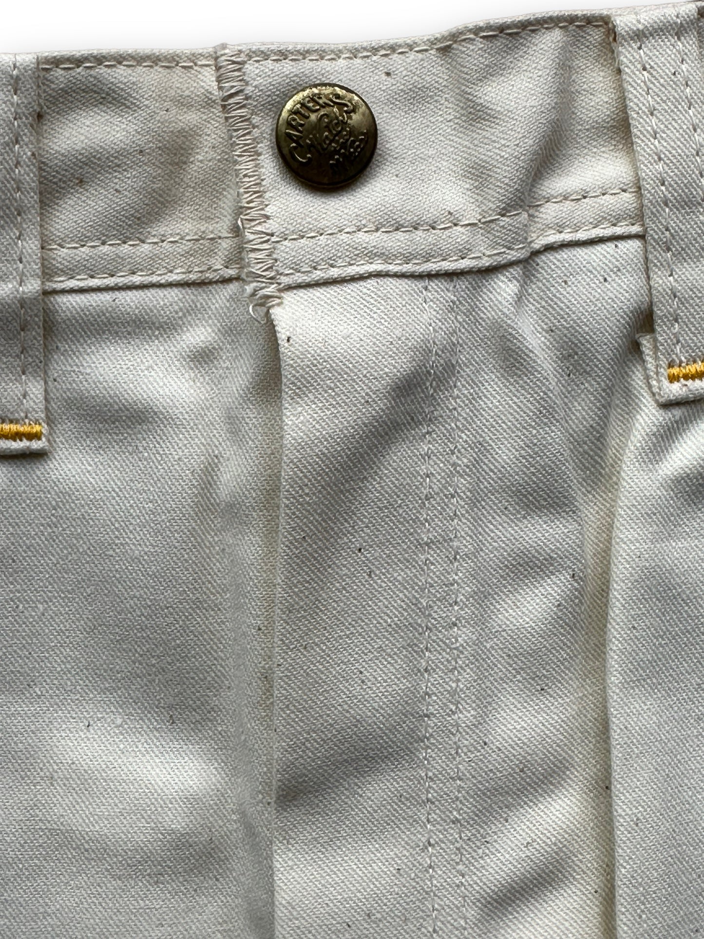Front Snap on NOS Vintage Carter's Ecru Painters Pants W26 L34 | Vintage Workwear Seattle | Barn Owl Vintage Clothing