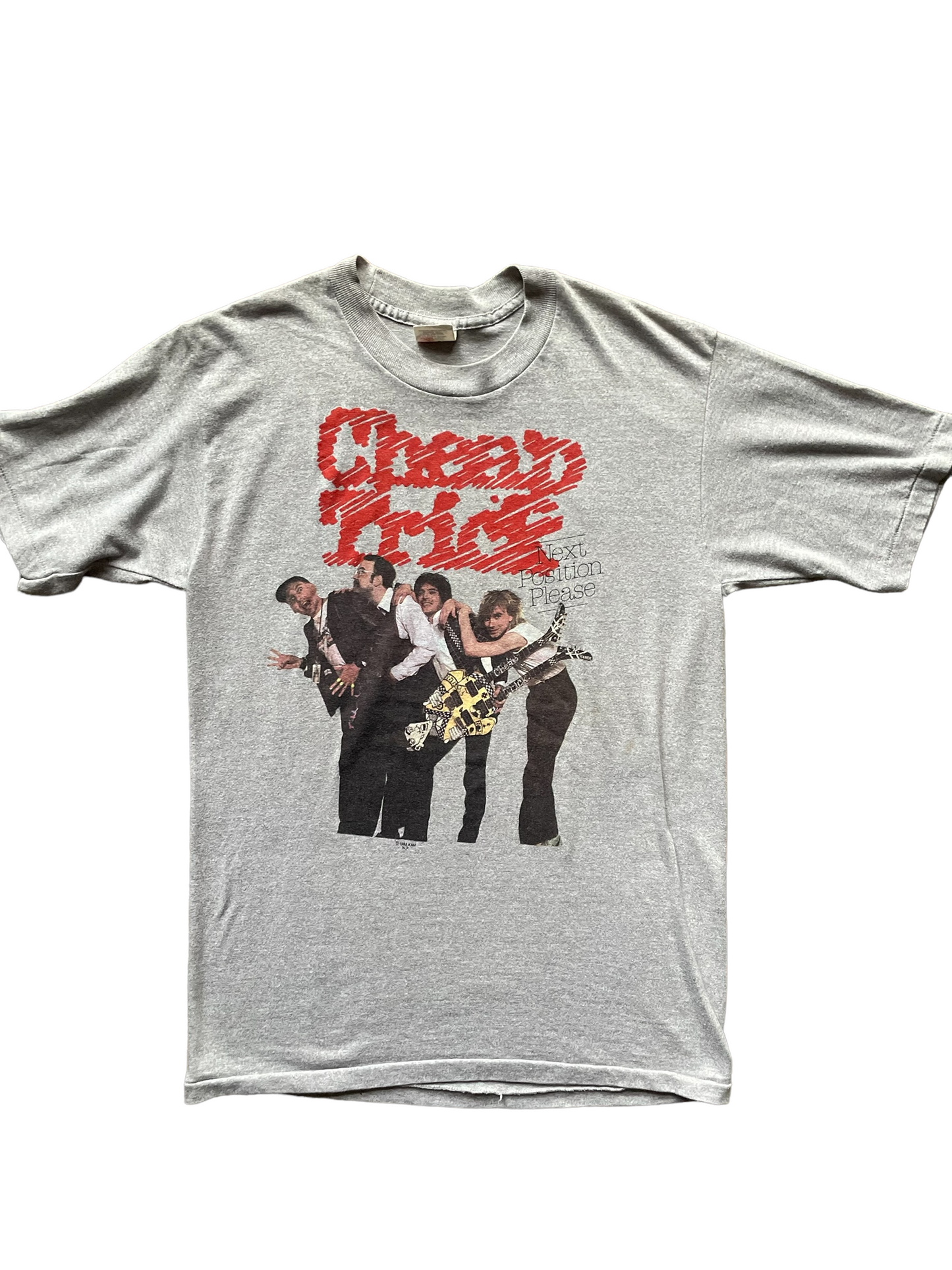 Front View of Vintage Single Stitch Cheap Trick Band Tour Tee "Next Position Please" SZ L | Vintage Rock Tees | Barn Owl Seattle