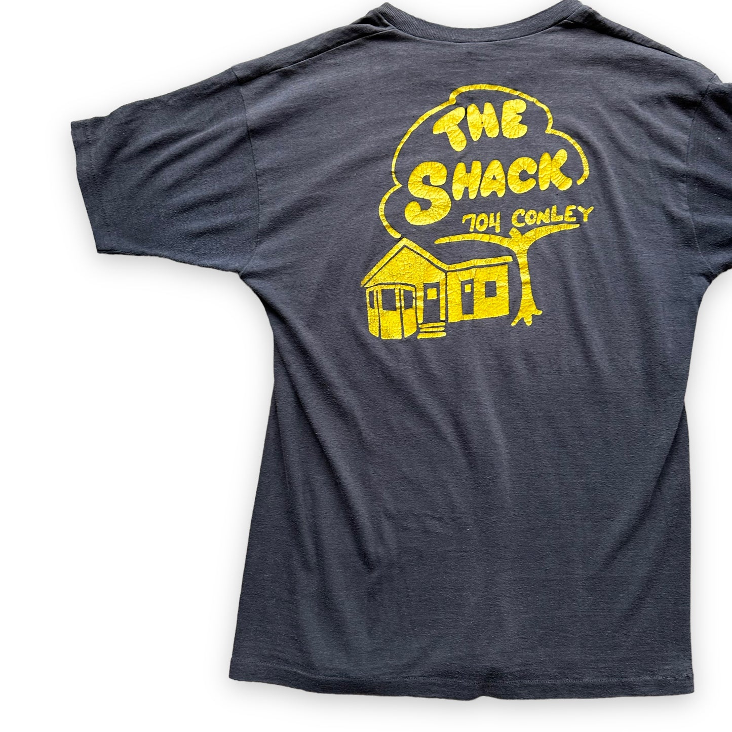Rear Left Side View on Vintage Columbia Missouri Institution The Shack Tee SZ XL | Vintage MU Single Stitch Tee | Barn Owl Vintage