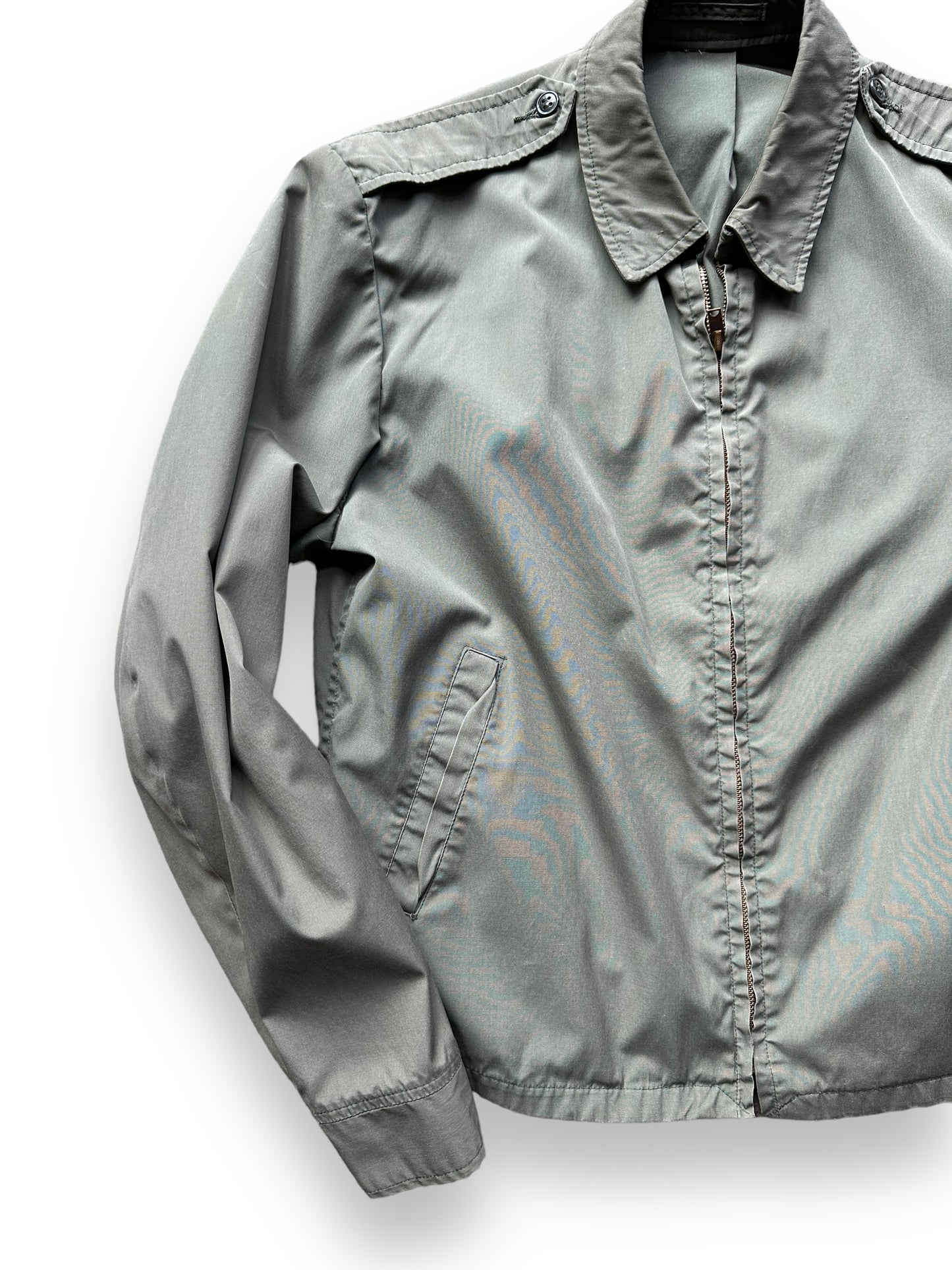 Front Right View of Vintage Lightweight US Army Jacket SZ M-L | Vintage Military Jackets Seattle | Barn Owl Vintage Clothing Seattle