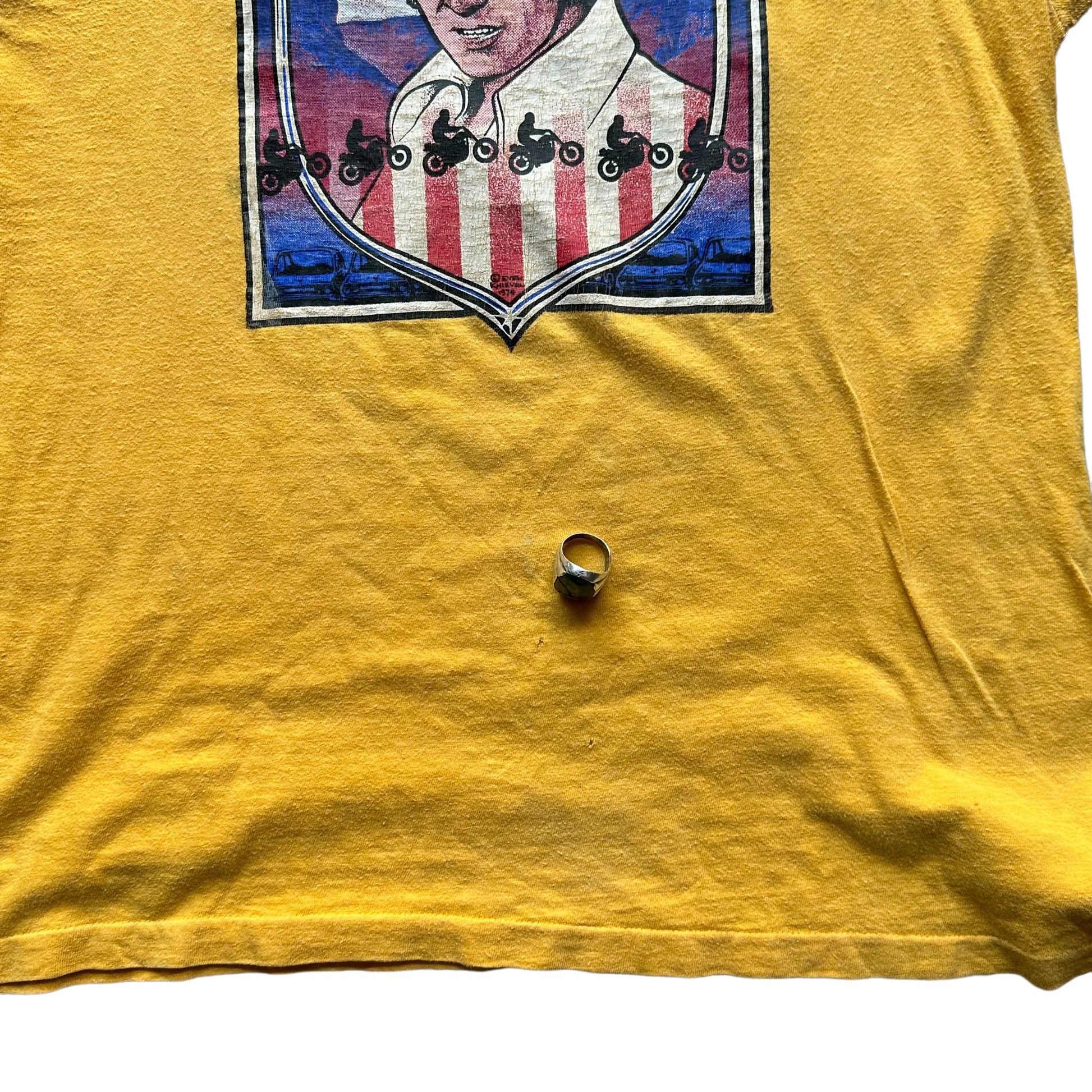 Slight Staining on Vintage Evel Knievel Snake River Canyon TShirt |  Vintage Evel Knievel Single Stitch Tee | Barn Owl Vintage Seattle