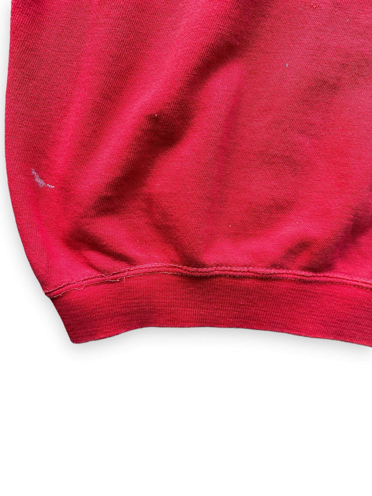 Lower Rear Left View of Vintage 70s Fresno State Champion Short Sleeve Crewneck SZ L | Vintage Crewneck Sweatshirts Seattle | Barn Owl Vintage Seattle