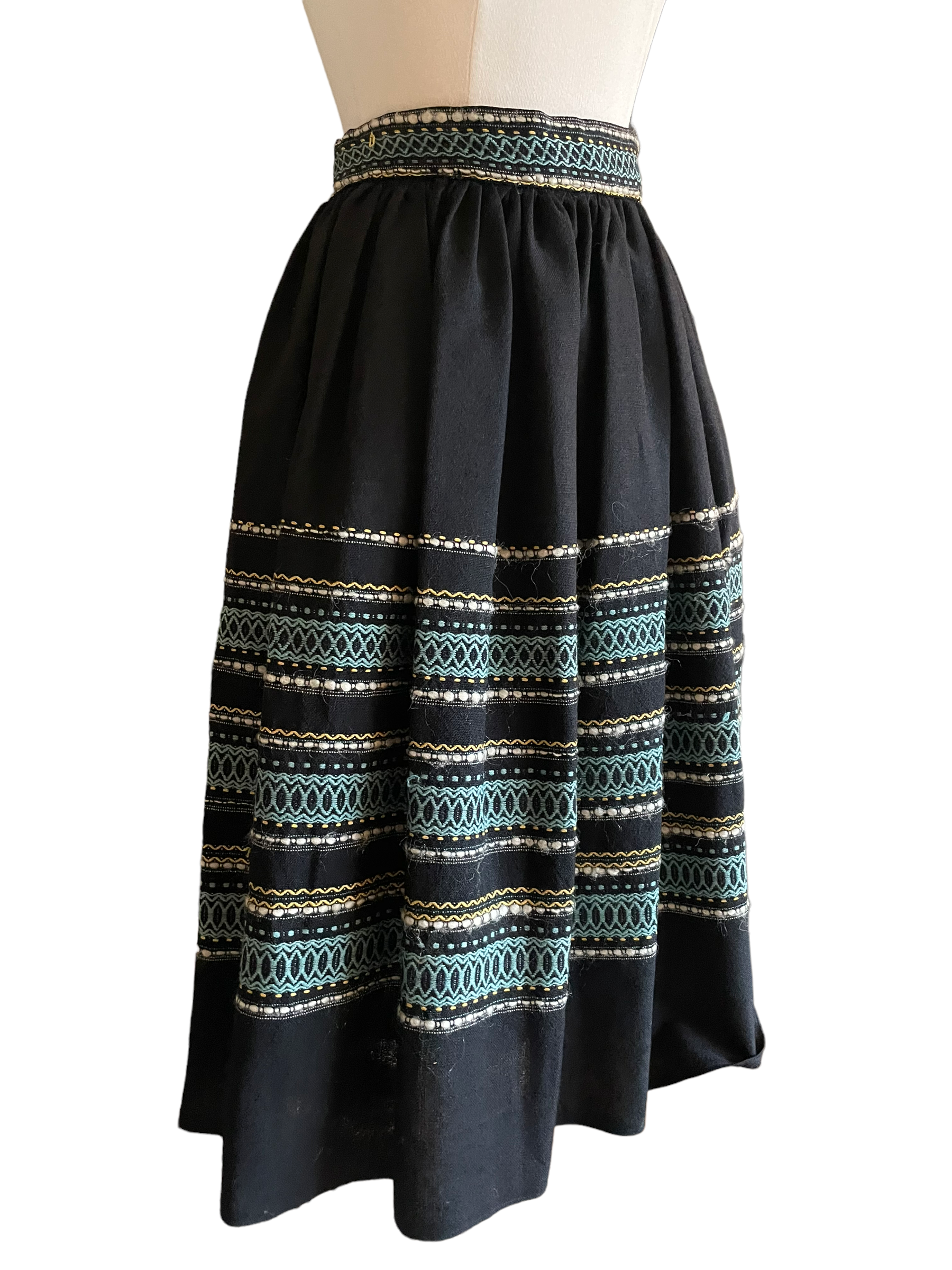 Right side view Vintage 1950s Embroidered Guatemalan Skirt | Barn Owl Seattle | Vintage Guatemalan Skirts