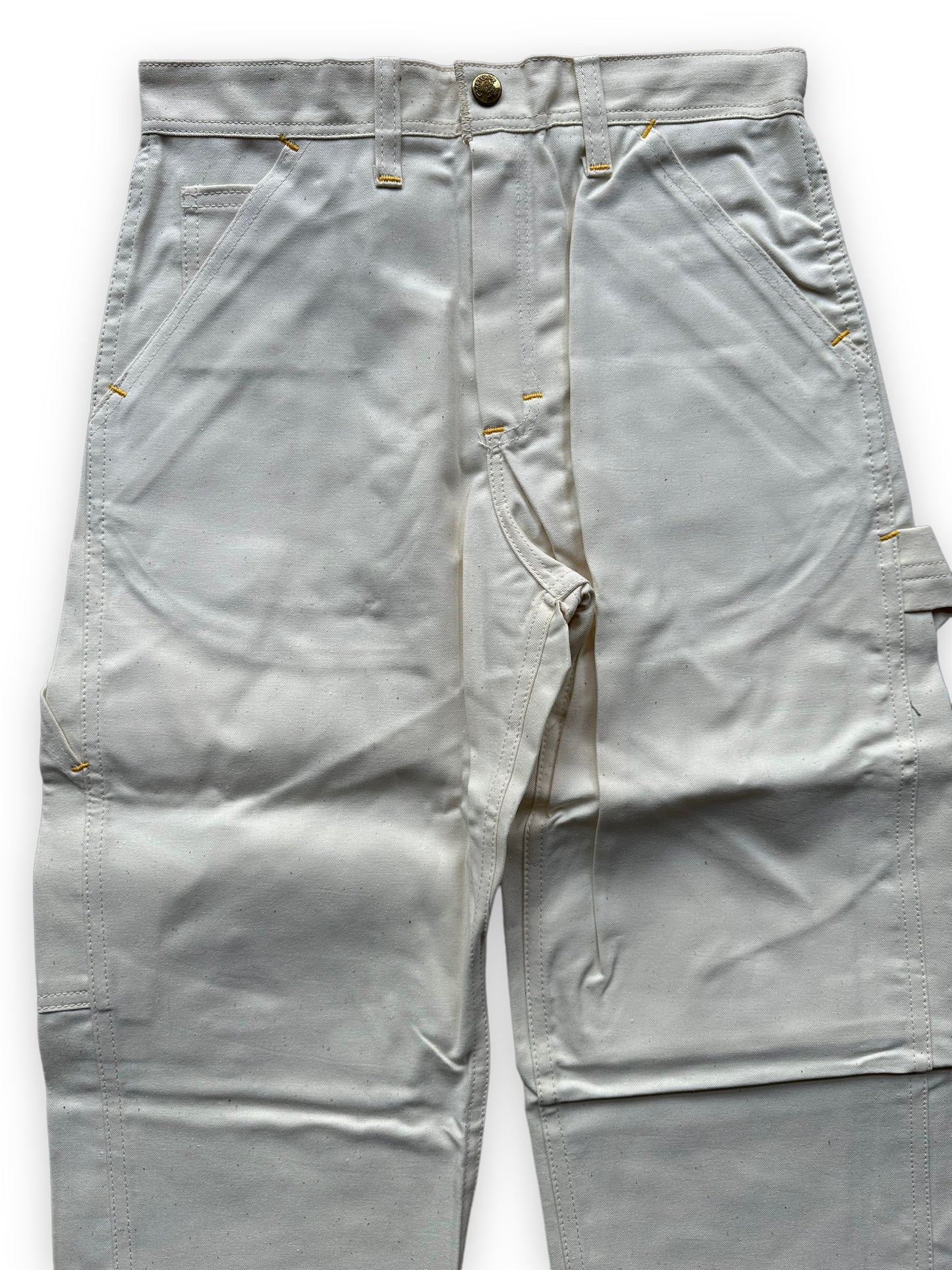 Upper Front View of NOS Vintage Carter's Ecru Painters Pants W26 L34 | Vintage Workwear Seattle | Barn Owl Vintage Clothing