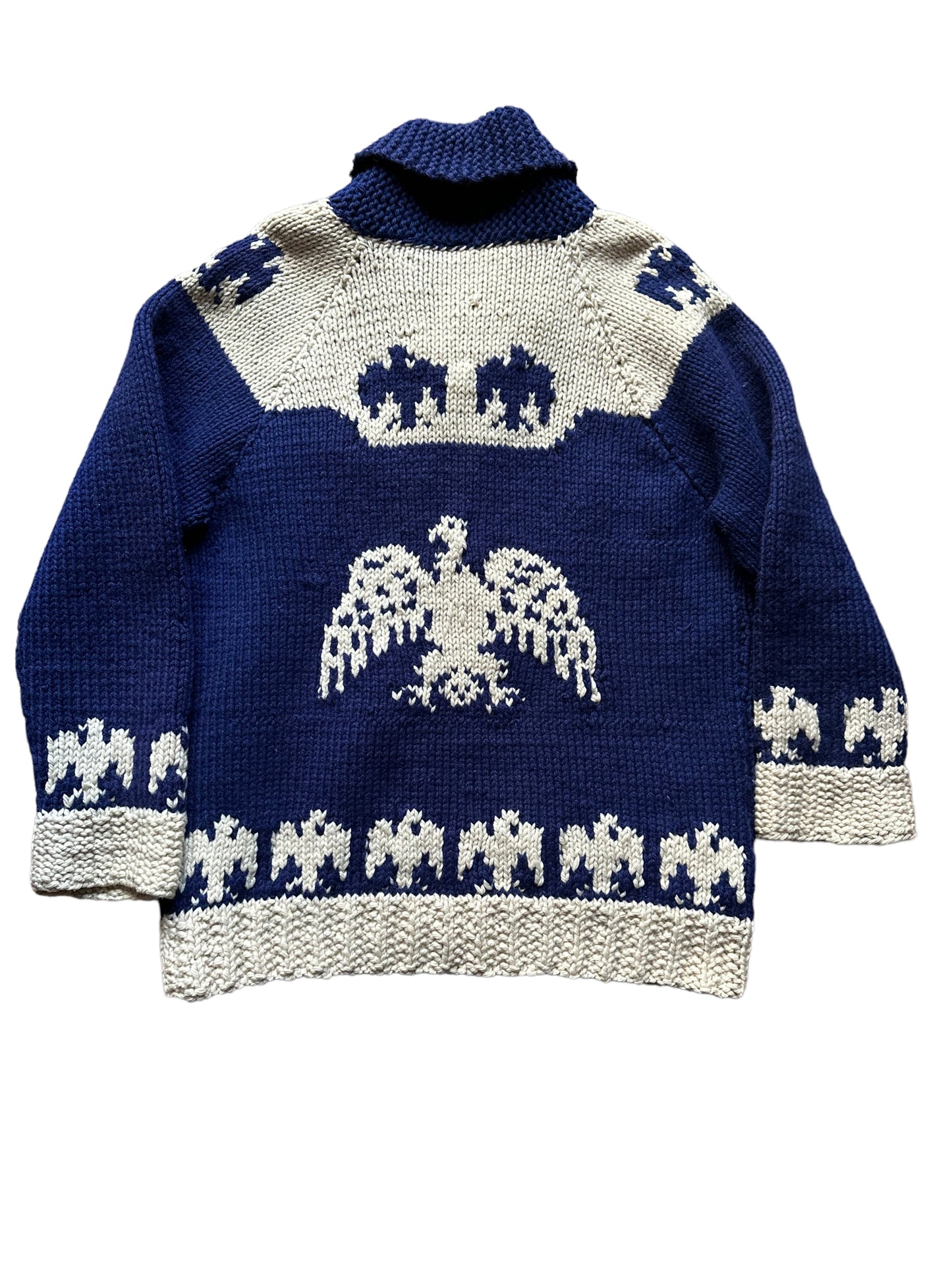 Vintage Thunderbird Cowichan Style Cardigan Sweater SZ L | Seattle Vintage Clothing | Barn Owl Vintage