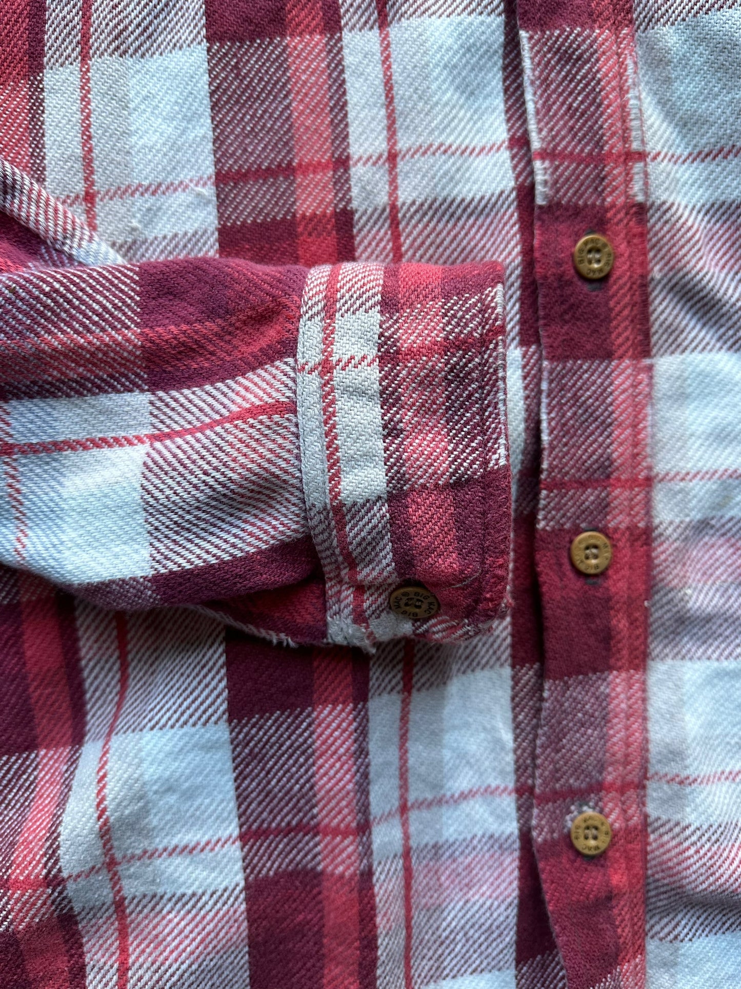 Right Cuff View of Vintage Pink and Light Purple Big Mac Cotton Flannel SZ XL Tall | Barn Owl Vintage Seattle | Vintage Cotton Flannel Seattle