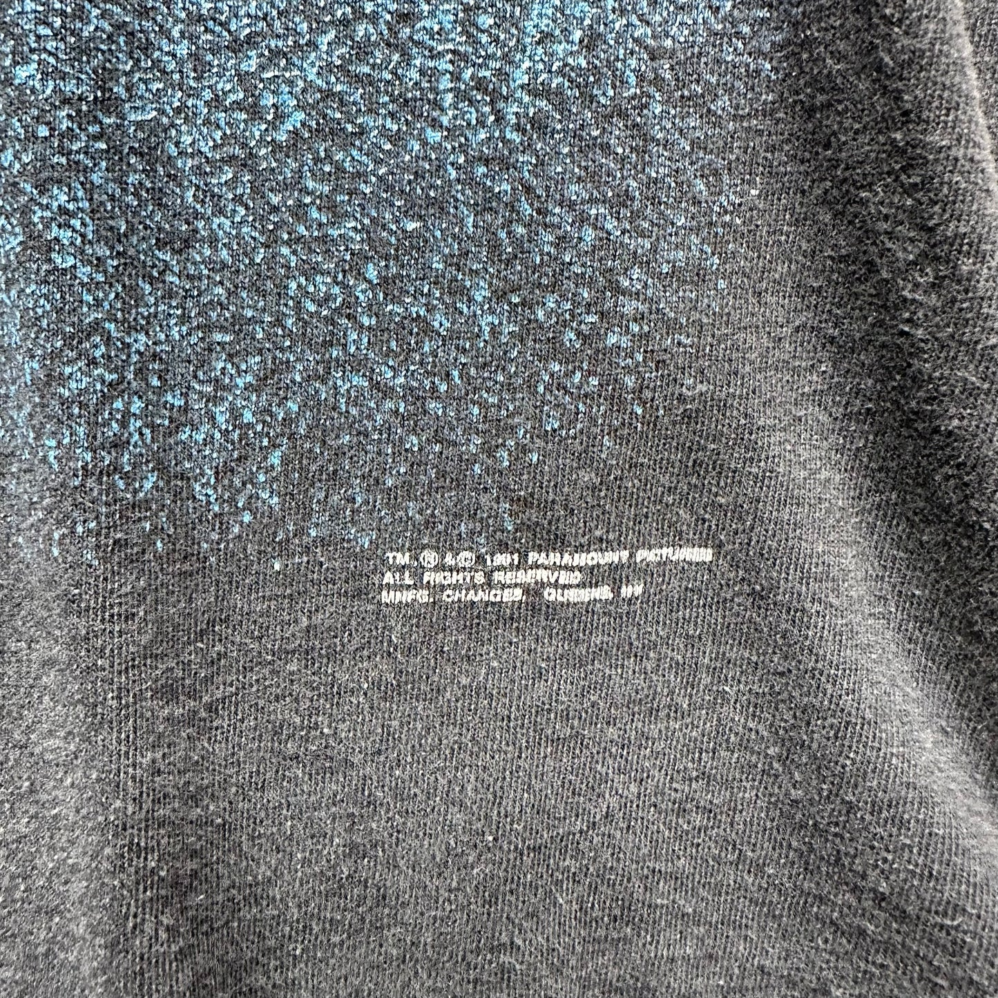 Copyright Information on Vintage 1990's Star Trek Spock Tee SZ L | Vintage Single Stitch Star Trek T-Shirts Seattle | Barn Owl Vintage Tees Seattle