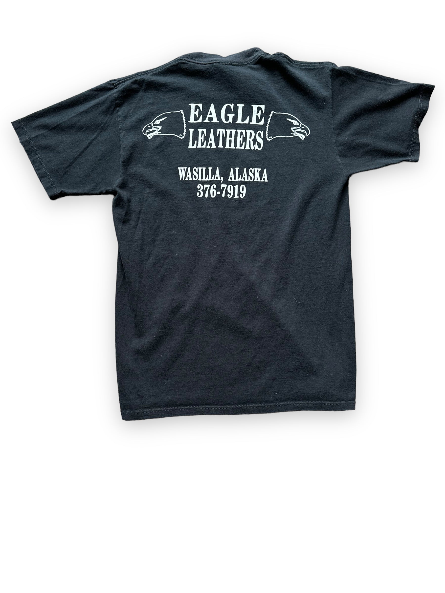 Rear View of Vintage Eagle Leathers Wasilla Alaska Harley Davidson Tee SZ M |  Harley Tees Seattle | Barn Owl Vintage Seattle