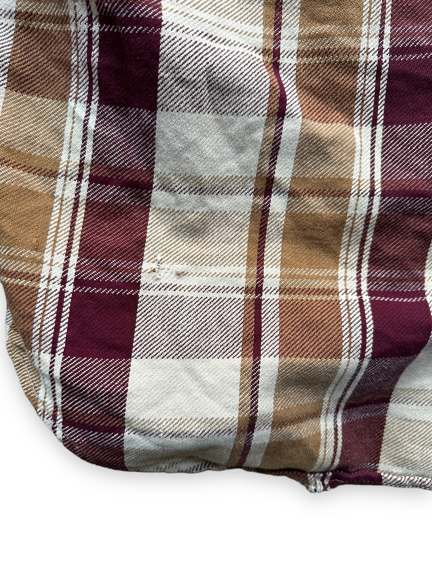 Lower Rear View of Vintage Maroon & Brown Alaskan Cotton Flannel SZ XXL Tall | Vintage Cotton Flannel Seattle | Barn Owl Vintage Seattle