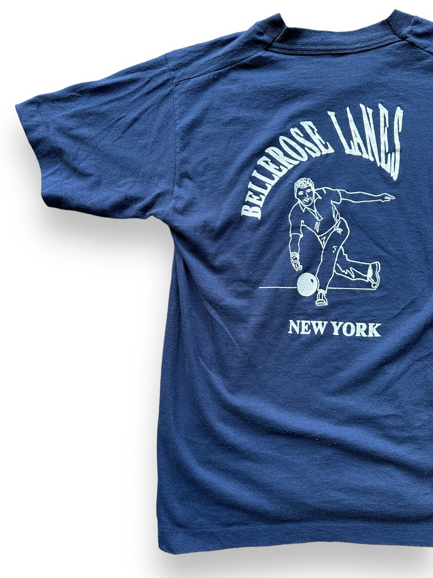 Rear Left View of Vintage Bellrose Lanes Bowling Tee SZ S | Vintage Bowling T-Shirts Seattle | Barn Owl Vintage Tees Seattle