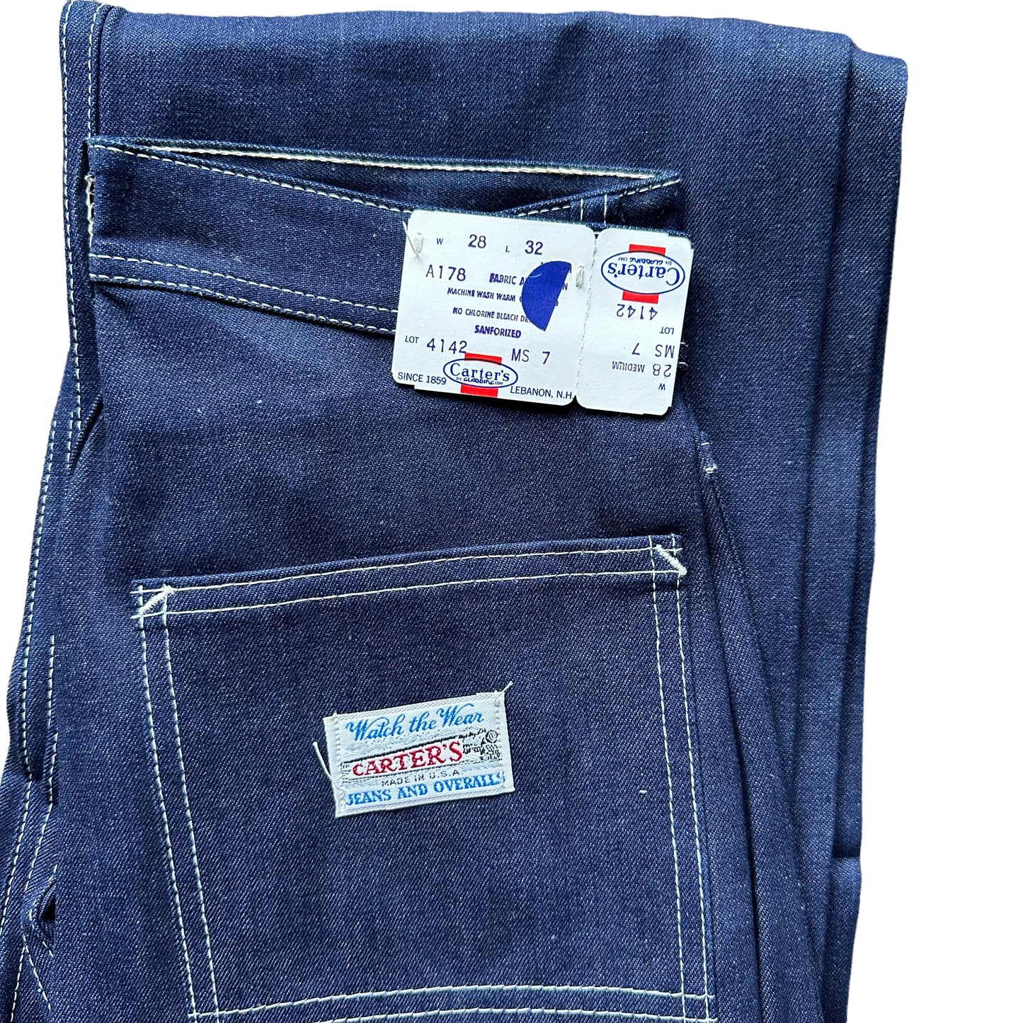 Tag View on NOS Vintage Carter's Carpenter Jeans W28 L32 | Barn Owl Vintage Workwear Seattle
