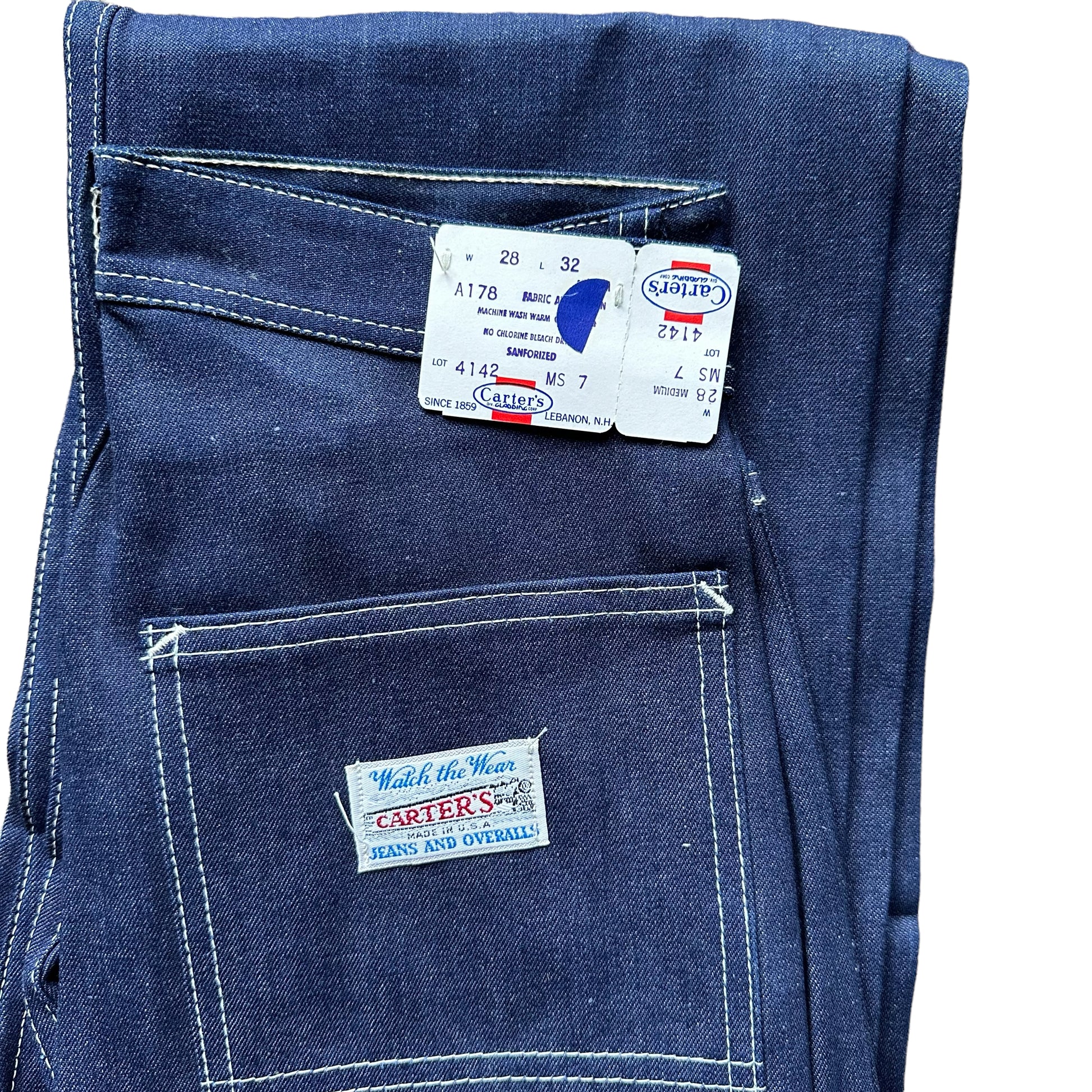 Tag View on NOS Vintage Carter's Carpenter Jeans W28 L32 | Barn Owl Vintage Workwear Seattle