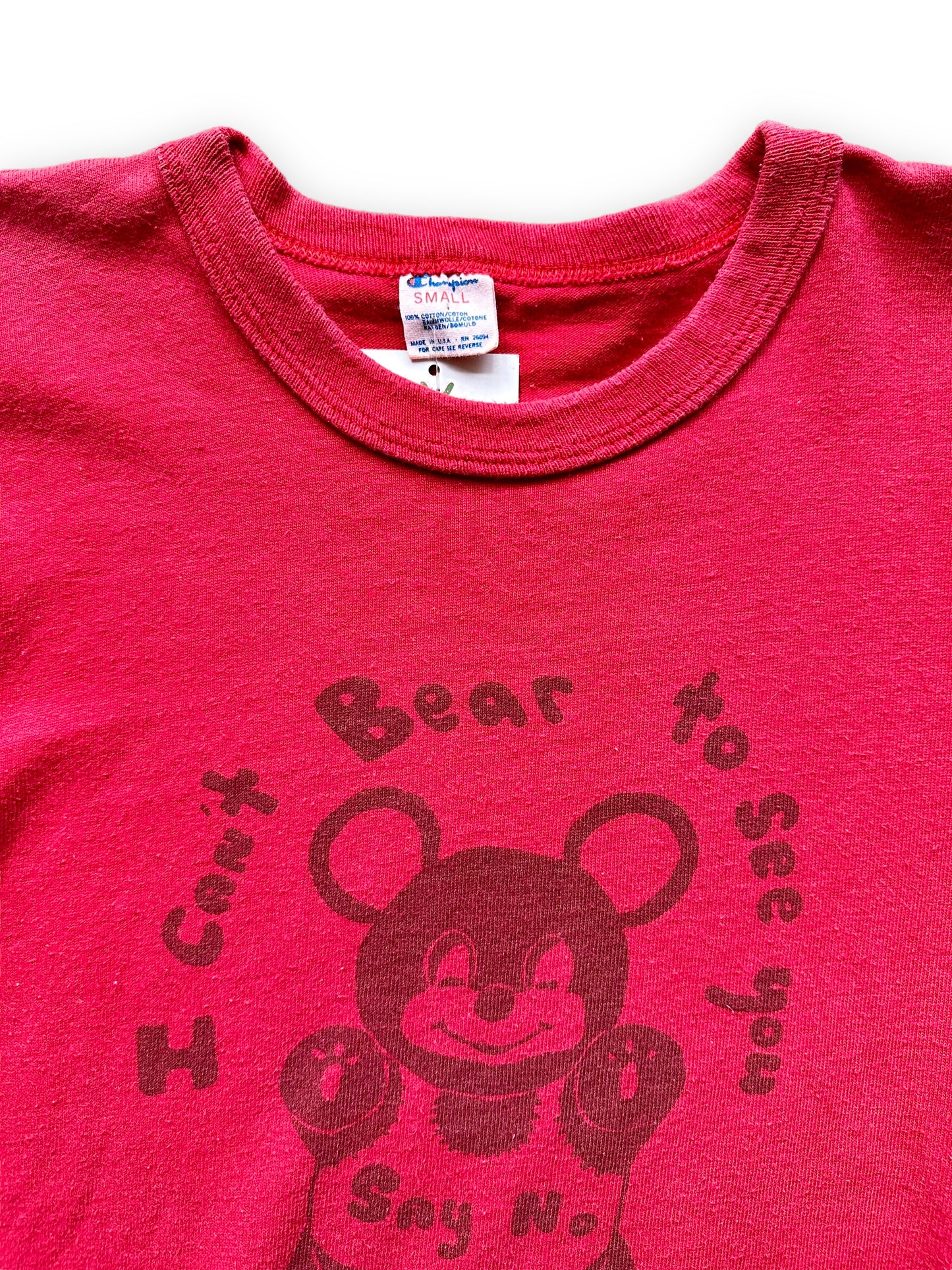 Tag View on Vintage I Can't Bear To See You On Drugs Graphic Tee SZ S | Vintage Champion Tee Seattle | Barn Owl Vintage