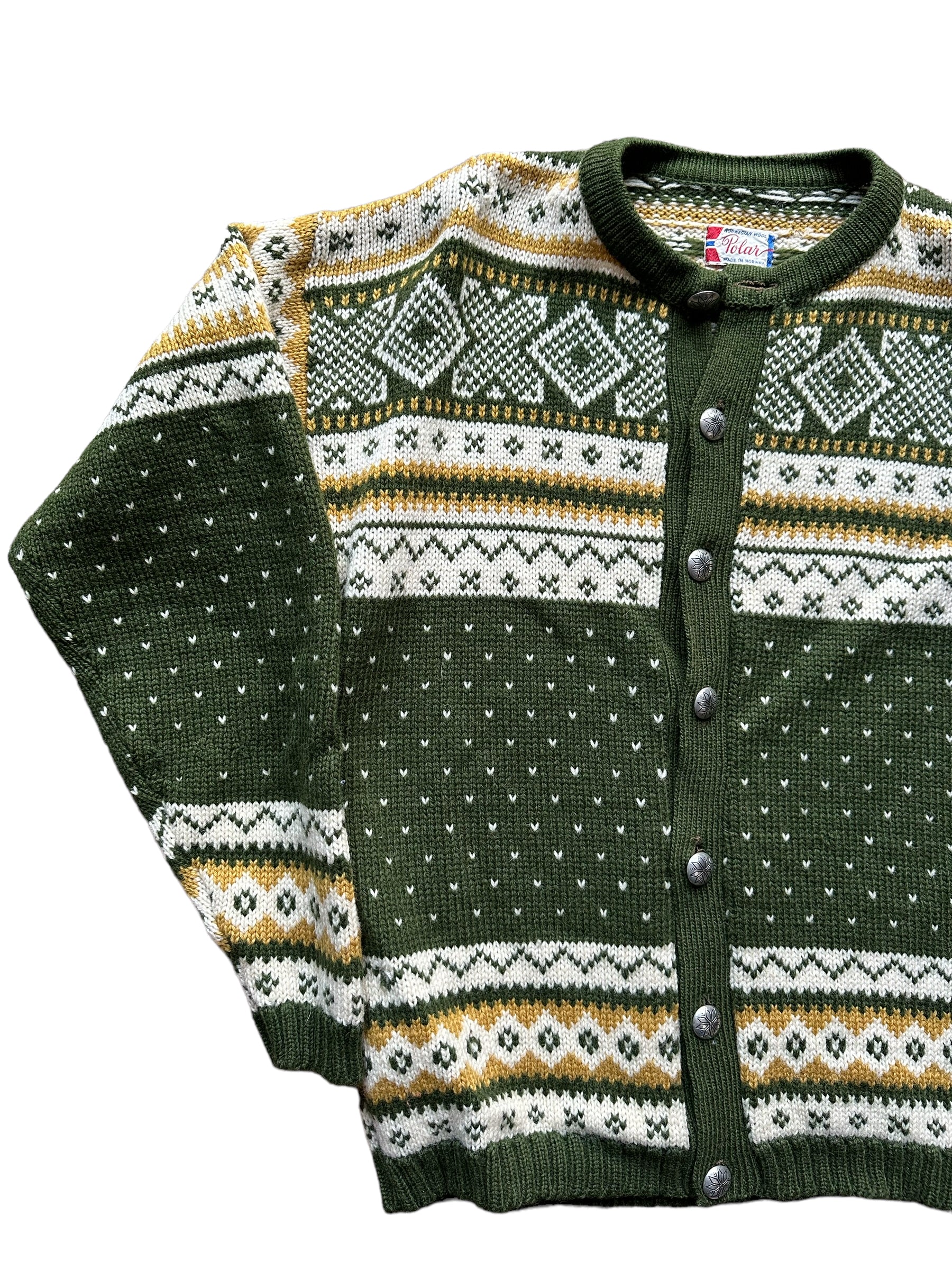 Front Right View of Vintage Polar Brand Norwegian Wool Sweater SZ M |  Vintage Norwegian Sweaters Seattle | Barn Owl Vintage Seattle