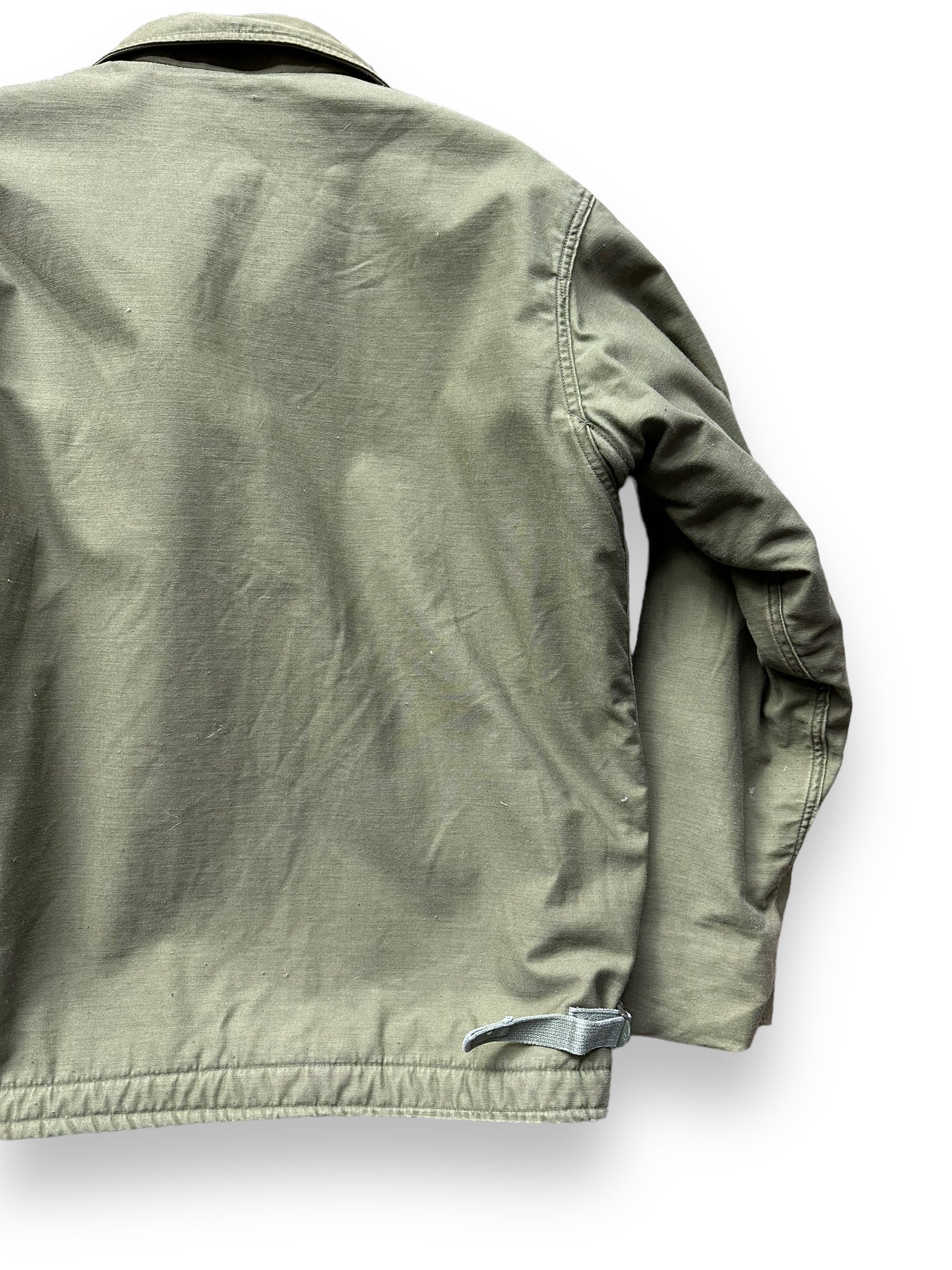 Right Rear View of Vintage Viet Nam Era Cold Weather A-2 Jacket SZ XL | Vintage Military Jackets Seattle | Barn Owl Vintage Clothing Seattle