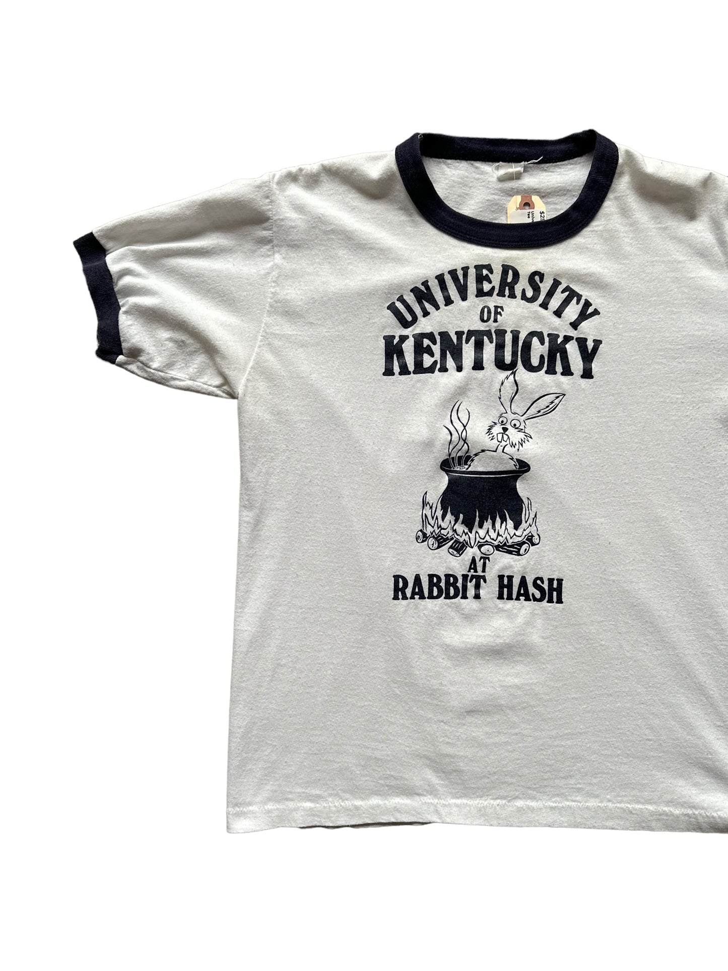 Right Front View on Vintage University of Kentucky Ringer Tee | Vintage Ringer Tee | Barn Owl Vintage TShirt Seattle
