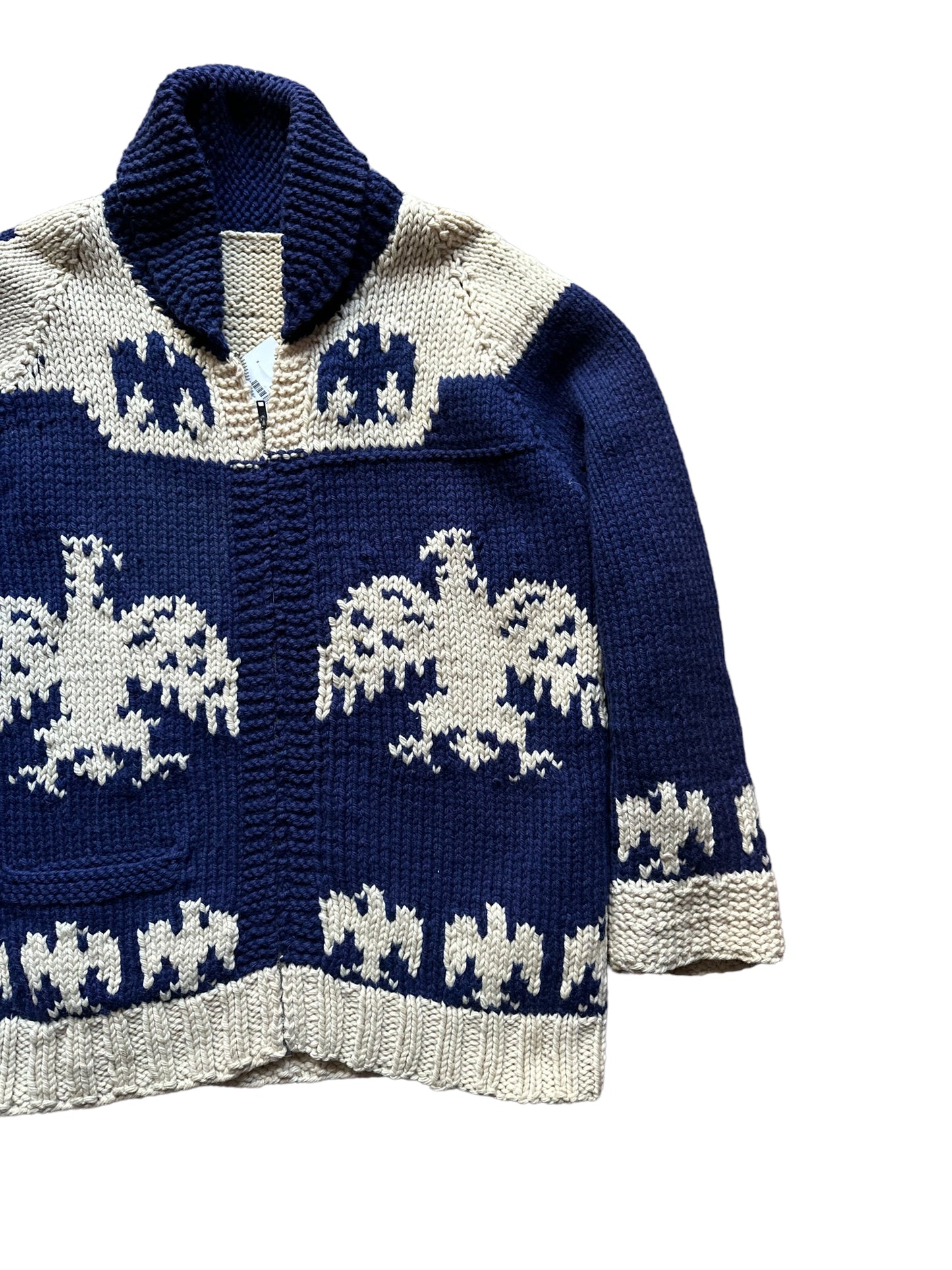 Vintage Thunderbird Cowichan Style Cardigan Sweater SZ L | Seattle Vintage Clothing | Barn Owl Vintage