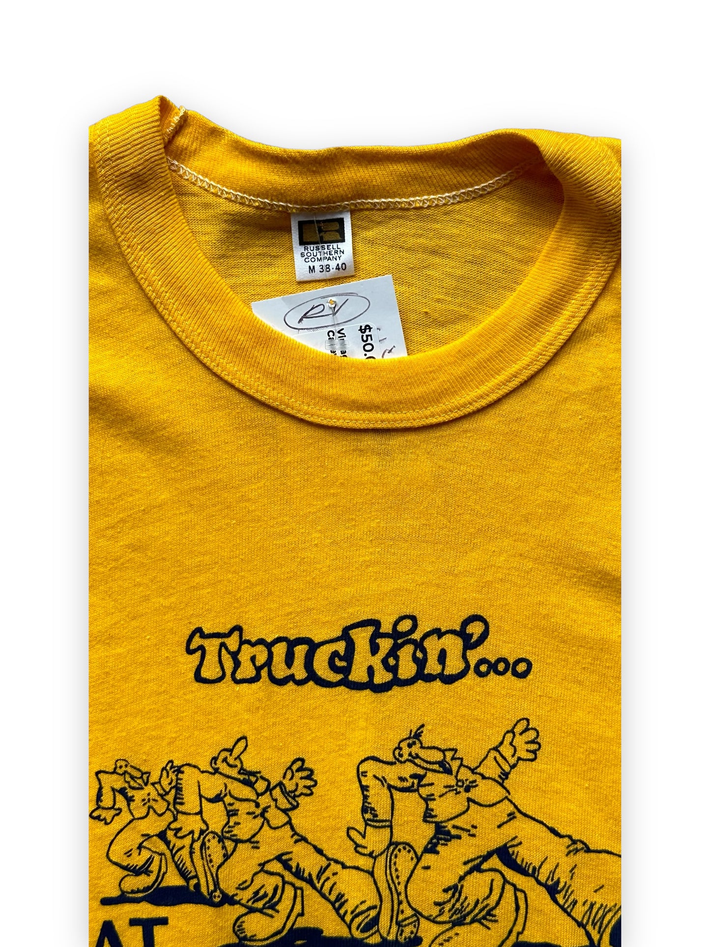 Tag View on Vintage R.Crumb Truckin' At Camp Casey Tee SZ M | Underground Comic Tee | Barn Owl Vintage Tees
