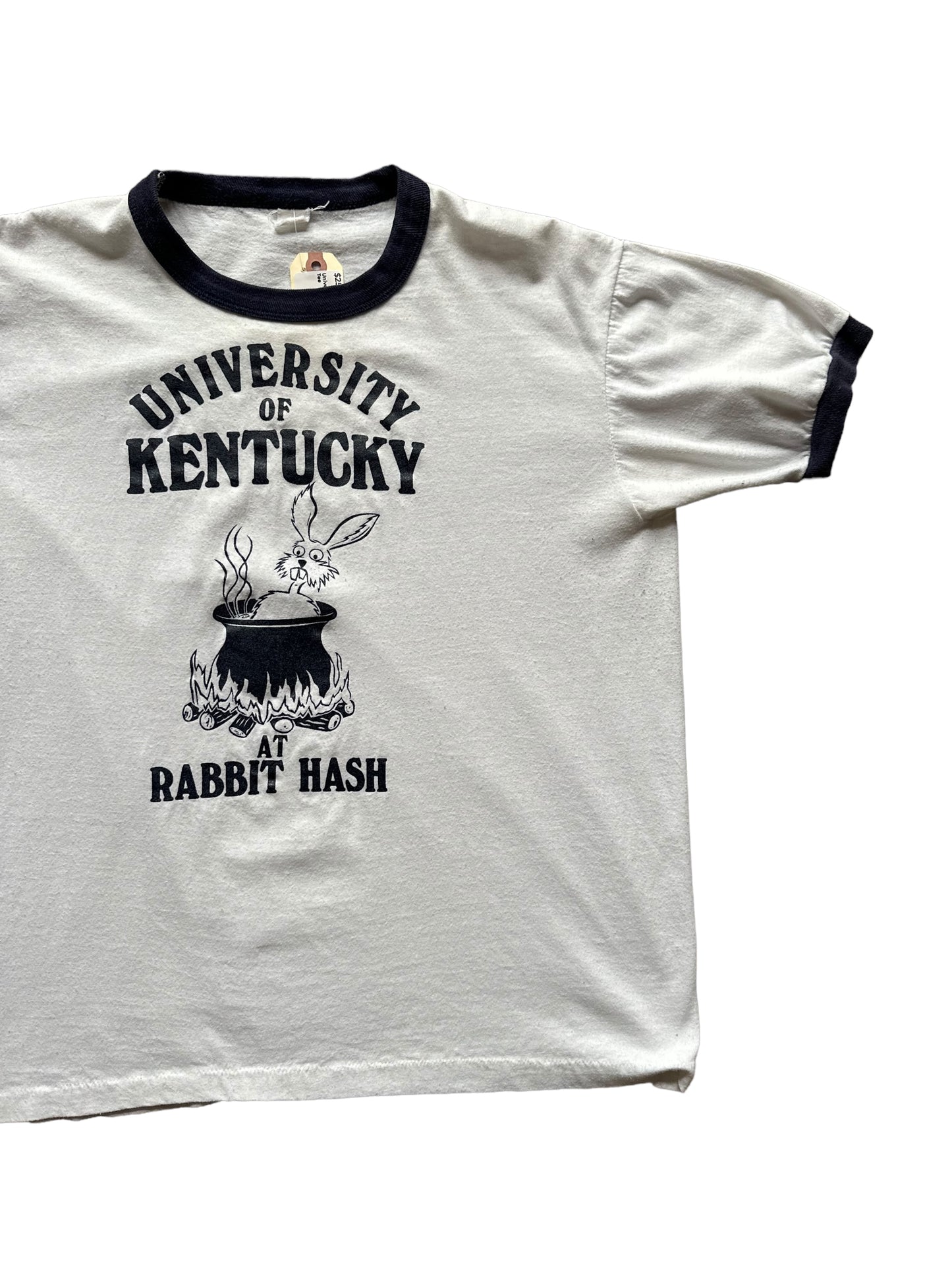 Left Front View on Vintage University of Kentucky Ringer Tee | Vintage Ringer Tee | Barn Owl Vintage TShirt Seattle