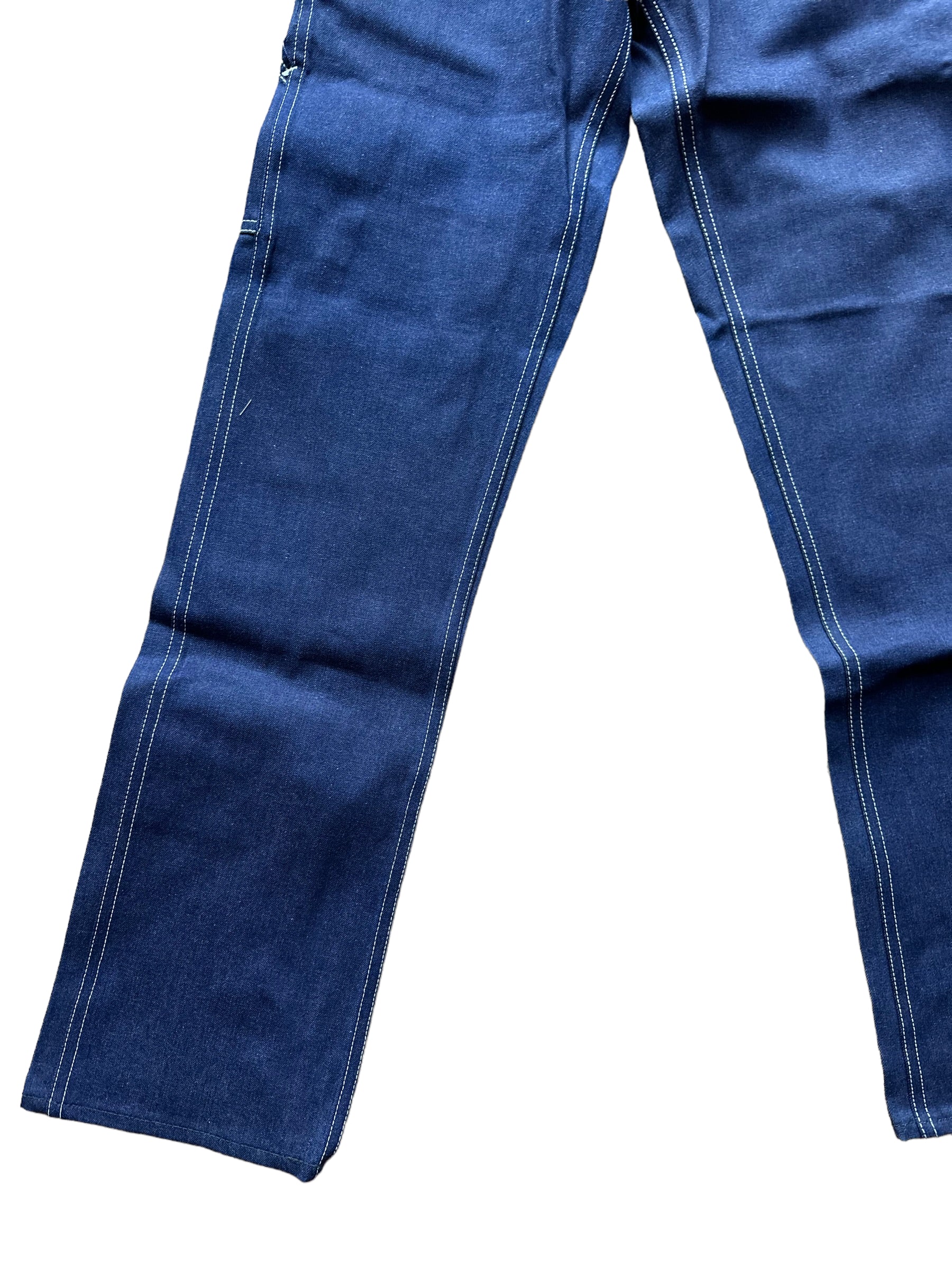 Front Right Leg View on Deadstock Vintage Carter's Carpenter Jeans W27 L34 | Vintage Workwear Seattle | Barn Owl Vintage Clothing