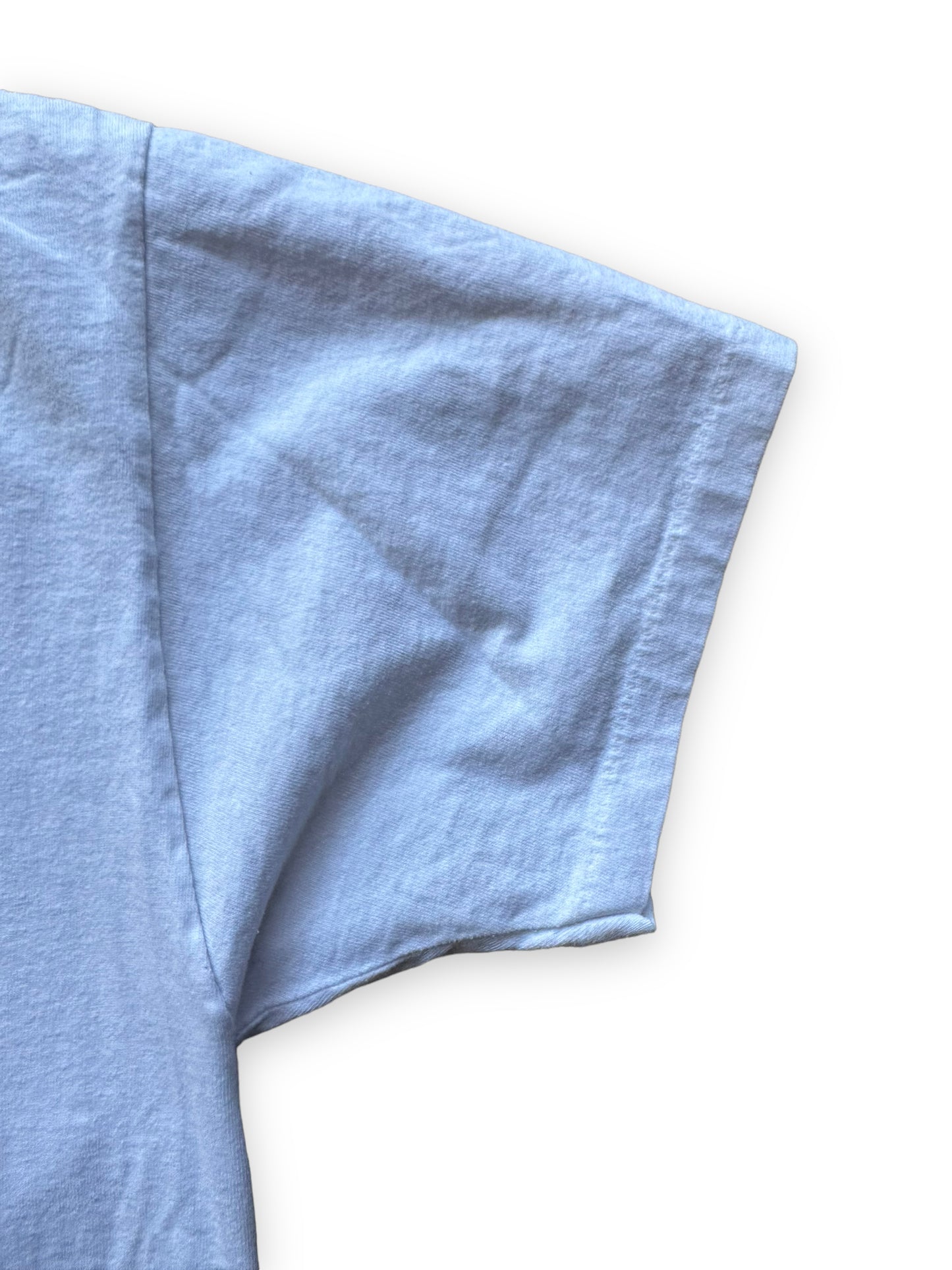 Left Single Stitch Sleeve View of Vintage 1993 Sativa Cannabis Postal Stamp Tee SZ XL | Seattle Vintage Cannabis Tee | Barn Owl Vintage