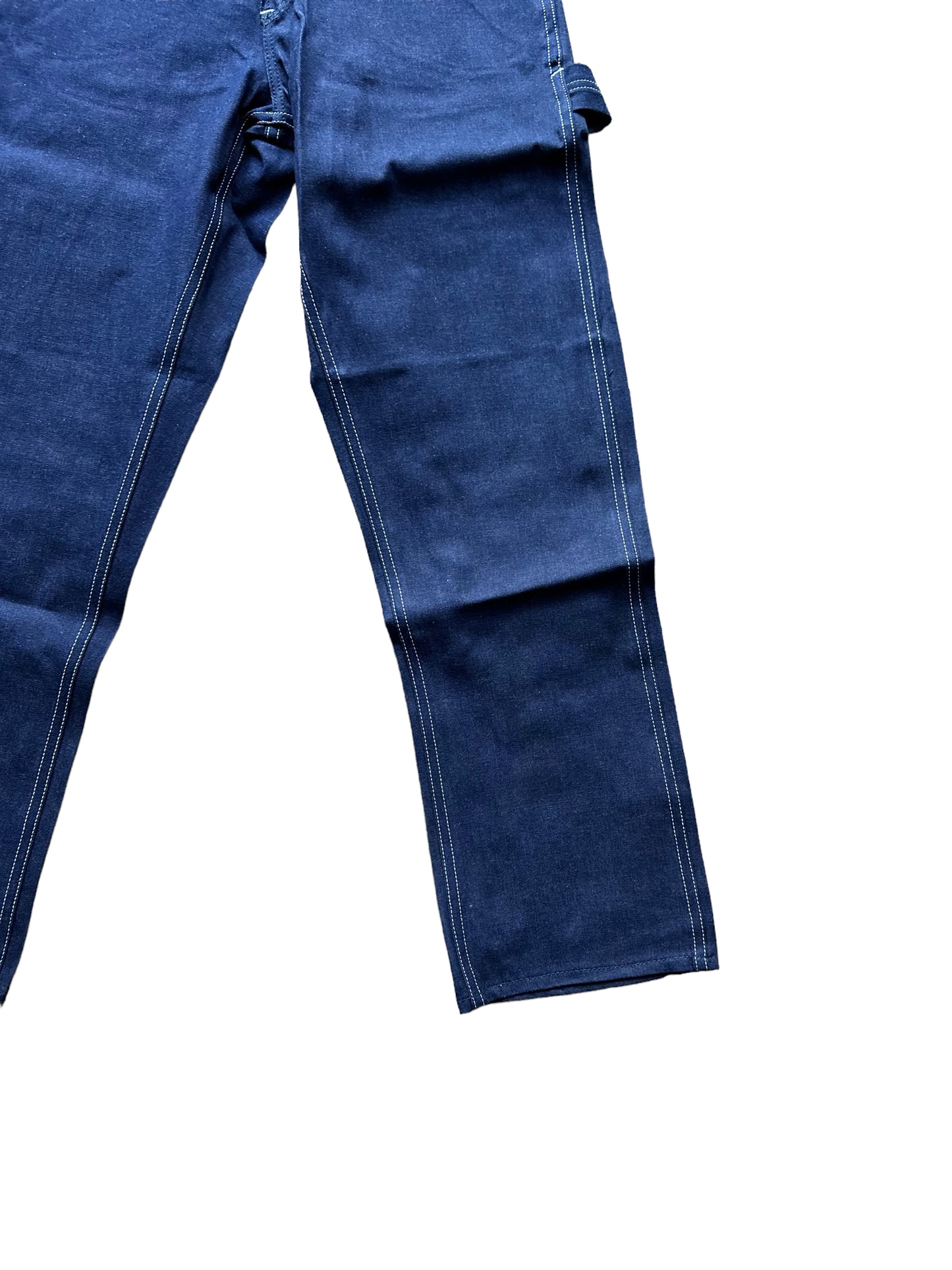 Front Left Leg View of New Old Stock Vintage Carter's Carpenter Dungarees W29 L30 | Vintage Workwear Seattle | Barn Owl Vintage Clothing