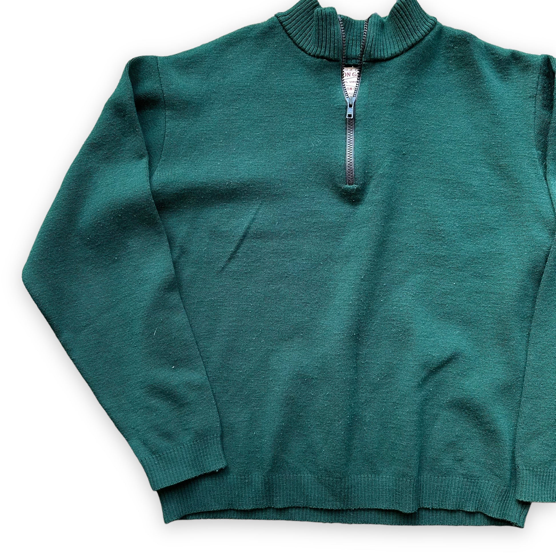 Front Right View of Filson Style 719 Dark Green Sweater SZ L |  Vintage Filson Workwear Seattle | Barn Owl Vintage