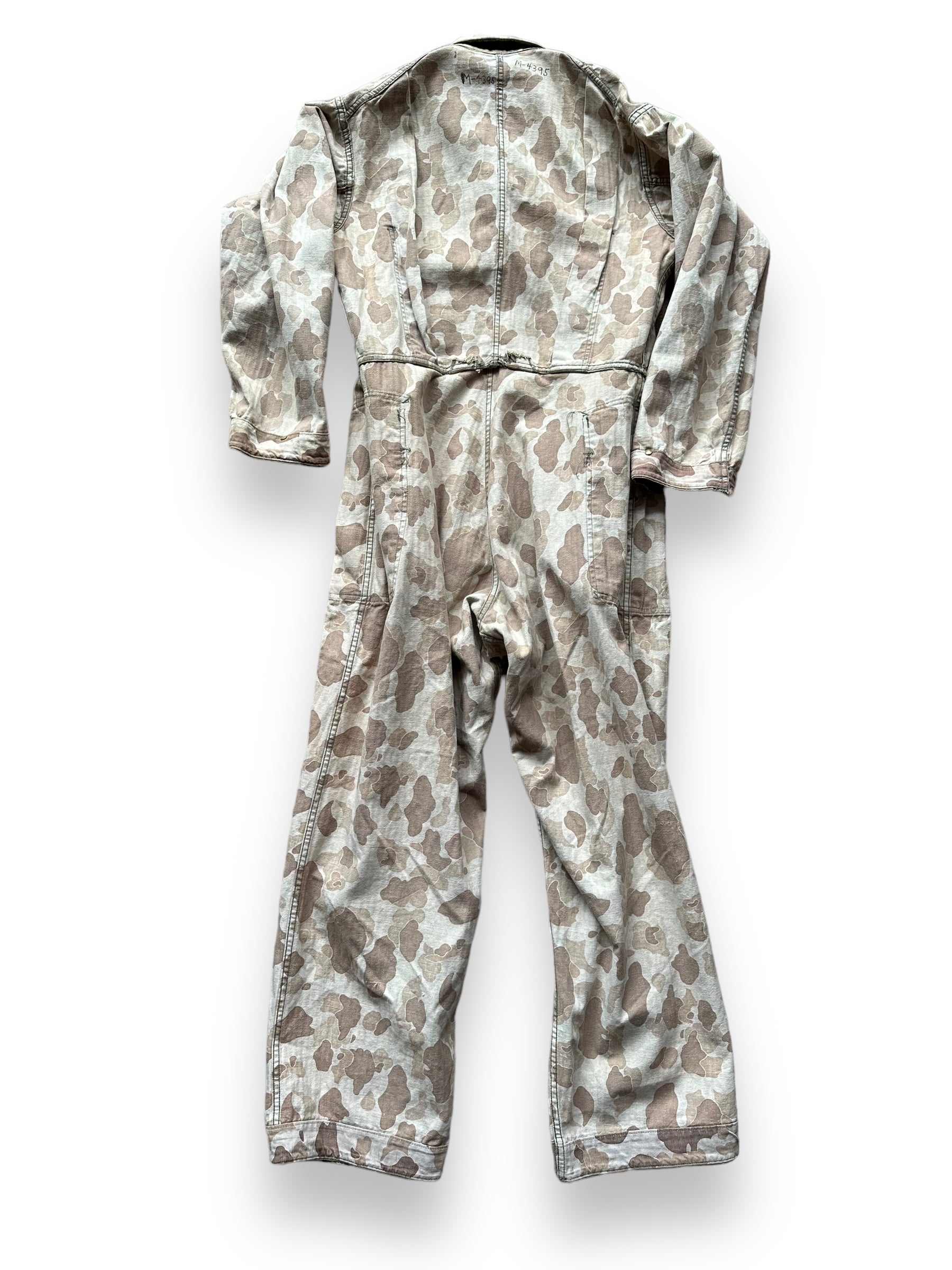 Inside Out Rear VIew of Vintage M-4395 HBT Frogskin Camo Coveralls SZ M | Vintage Frog Skin Camo Pants Seattle | Barn Owl Vintage Workwear
