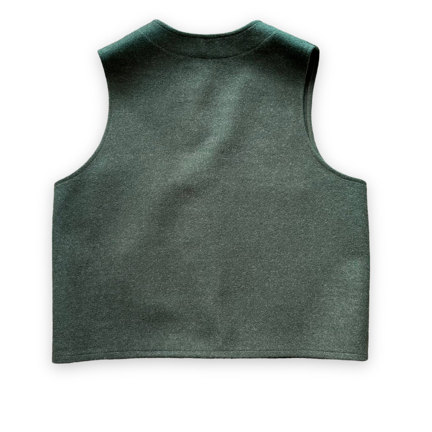 Rear Detail on Deadstock Vintage Forest Green Mackinaw Vest SZ 50 | Barn Owl Vintage Goods | Vintage Workwear Seattle