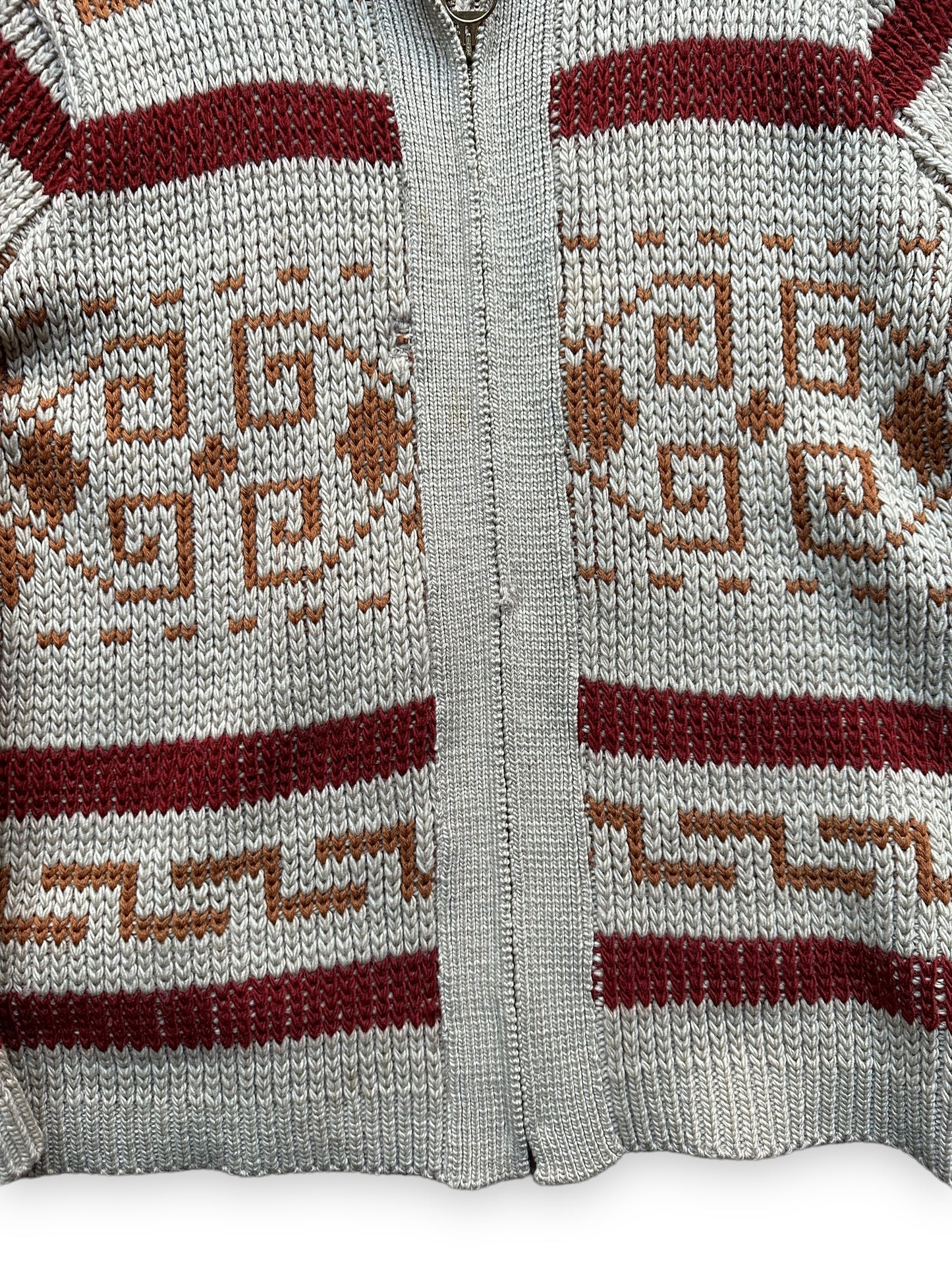Front Detail View on Vintage Pendleton Westerley "The Dude" Sweater SZ L | Vintage Big Lebowski Pendleton Sweaters Seattle | Barn Owl Vintage Seattle