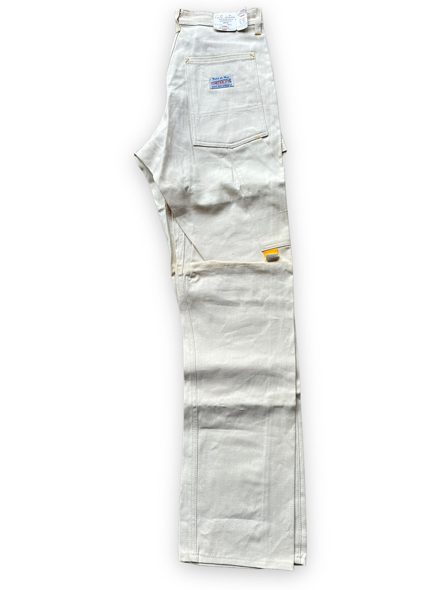 Rear Folded View of NOS Vintage Carter's Ecru Painters Pants W29T | Vintage Workwear Seattle | Barn Owl Vintage Clothing