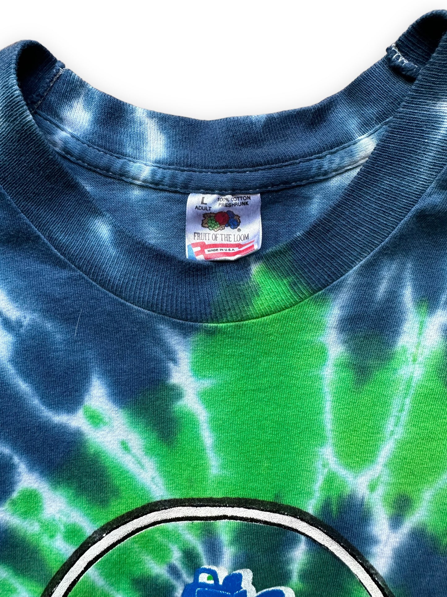 Tag View of Vintage Grateful Dead Seattle Thunderbirds Tie Dye Tour Tee SZ L | Vintage Grateful Dead Tee Seattle | Barn Owl Vintage