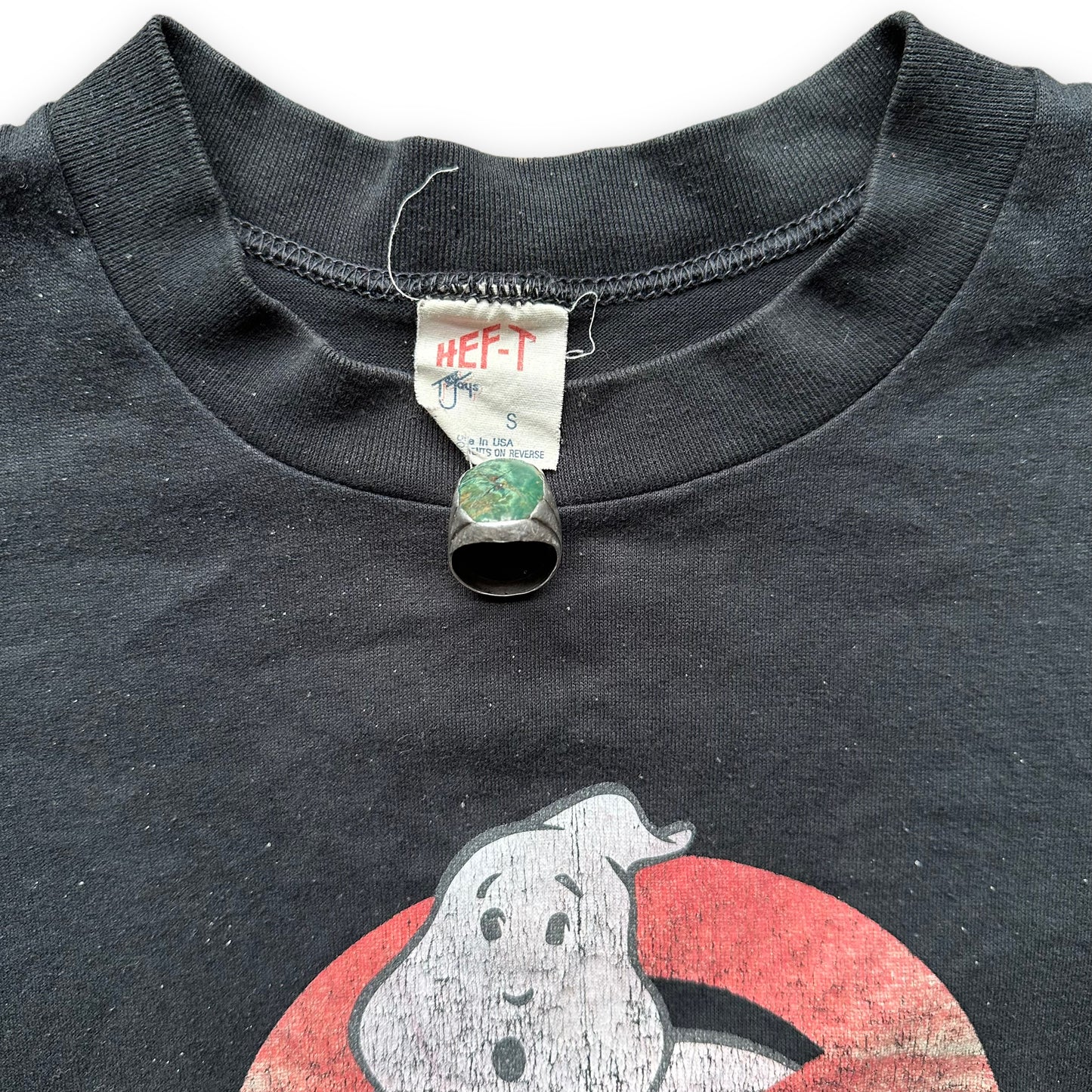 Tag View of Vintage Hef-T Ghostbusters Tee SZ S | Barn Owl Vintage | Vintage Movie Tees Seattle