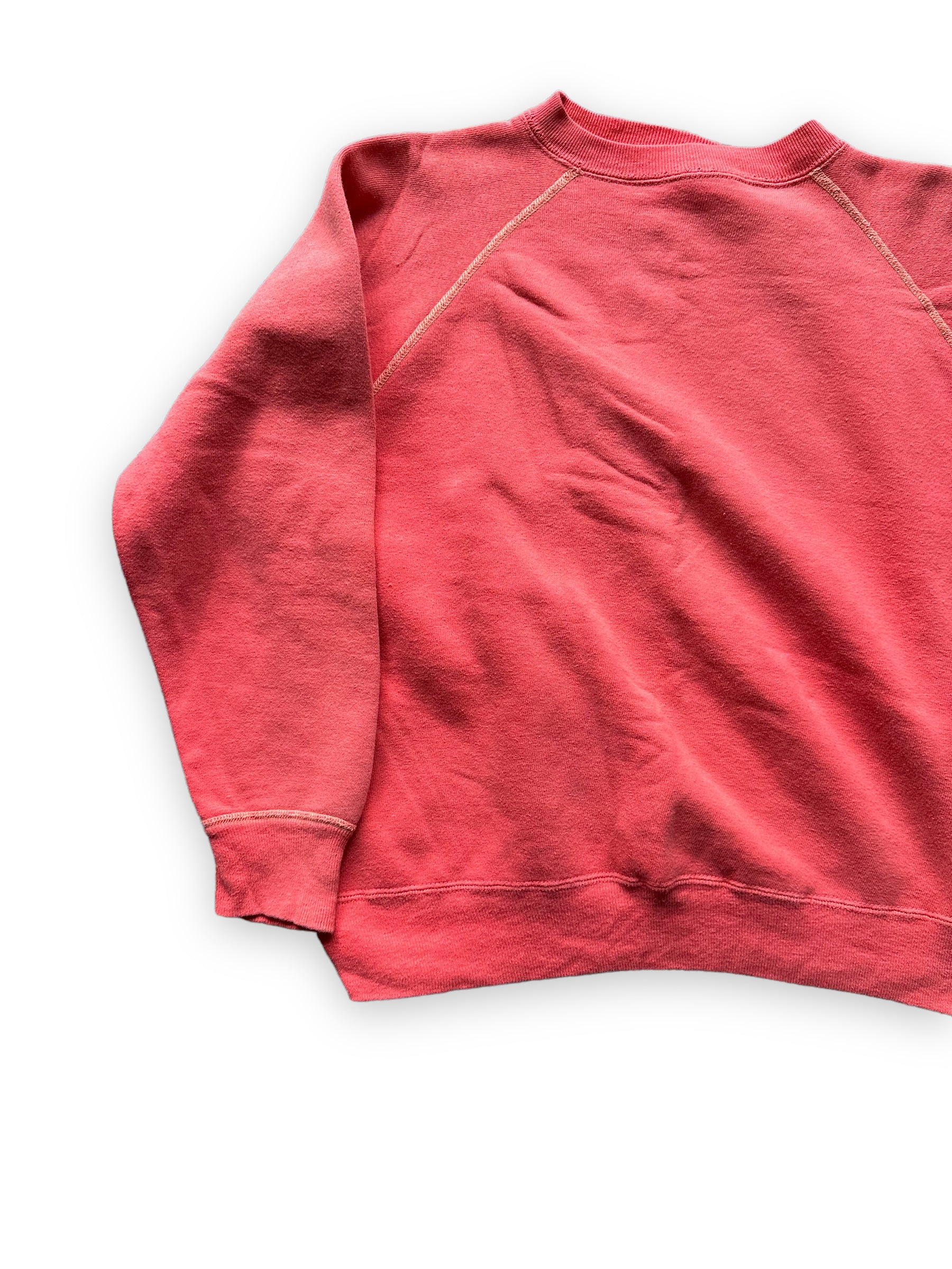 Rear Left View of Vintage Faded Red Crewneck Sweatshirt | Vintage Crewneck Sweatshirt Seattle | Barn Owl Vintage Clothing