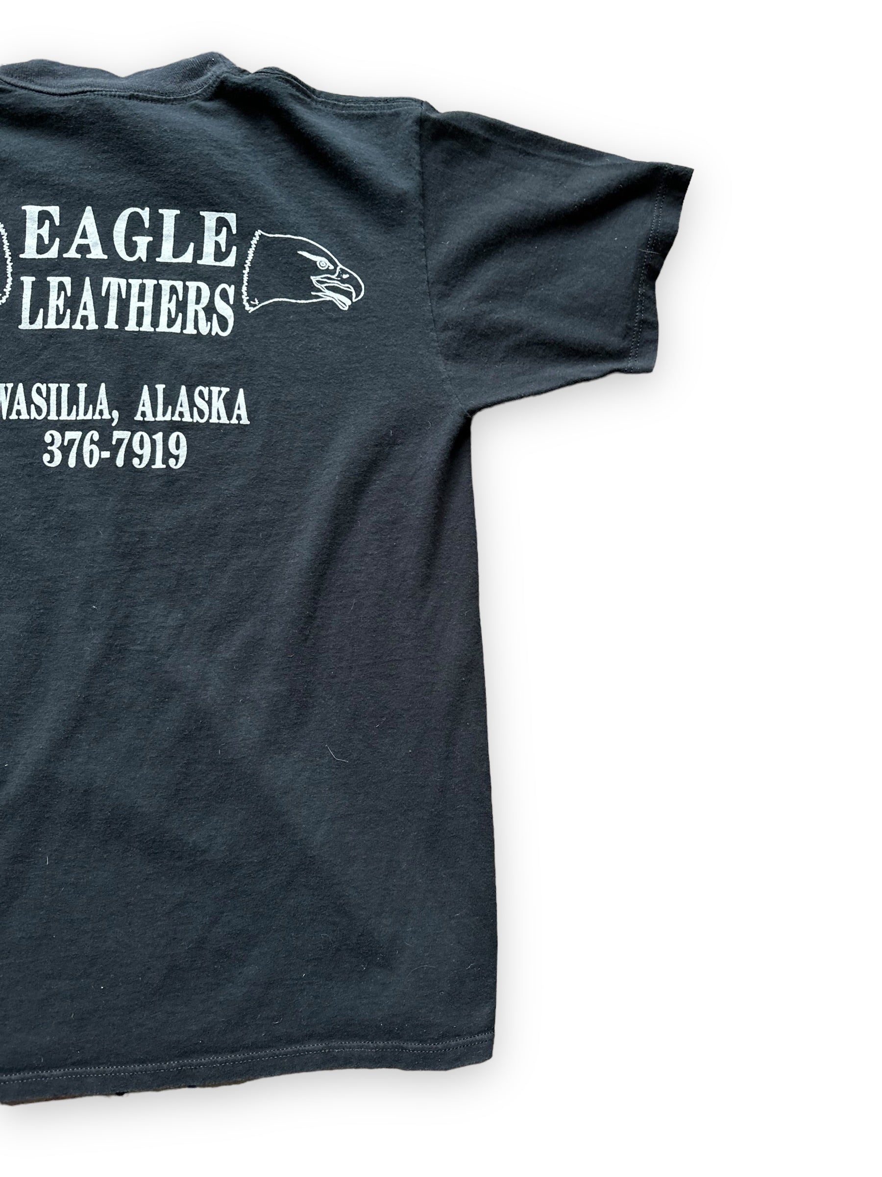Right Rear View on Vintage Eagle Leathers Wasilla Alaska Harley Davidson Tee SZ M |  Harley Tees Seattle | Barn Owl Vintage Seattle