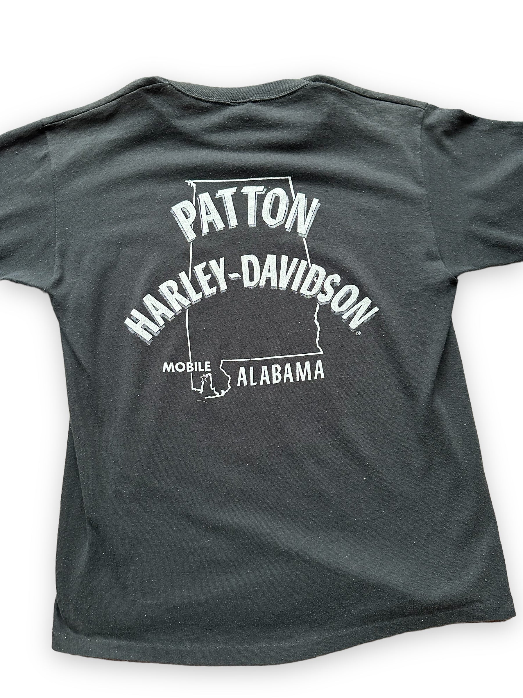 Rear Close Up on Vintage 1980s Harley Davidson Rider Tee SZ L | Vintage Harley Tee Seattle | Barn Owl Vintage Seattle