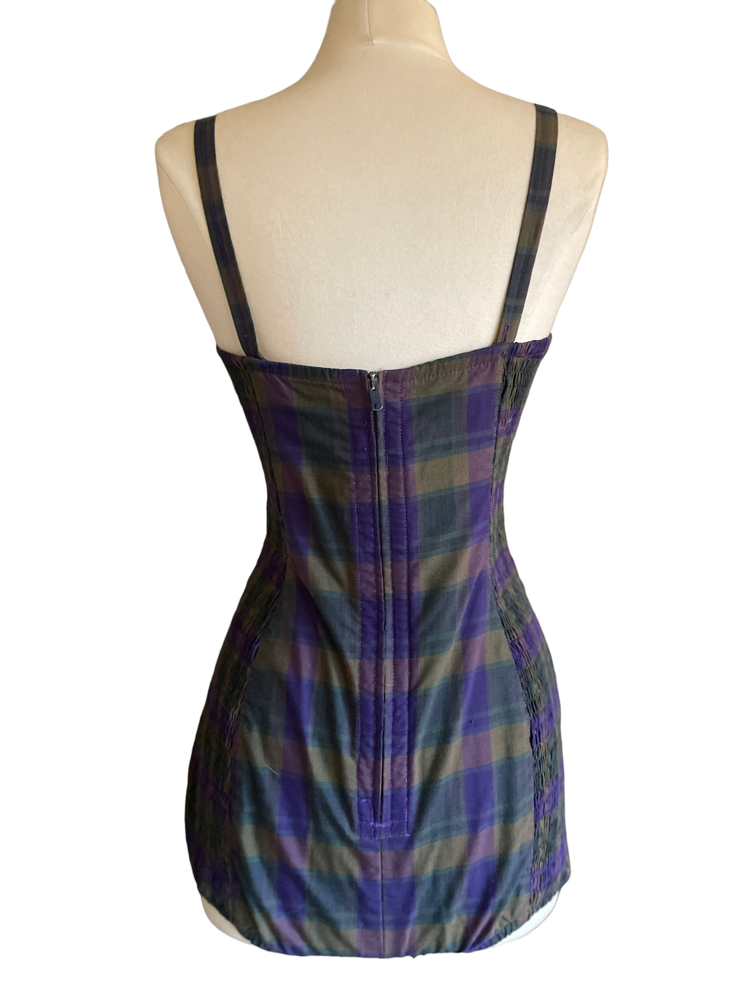 Full rear view Vintage 1950s Plaid cotton Swimsuit SZ L | Barn Owl Vintage | Seattle Vintage Swimwear