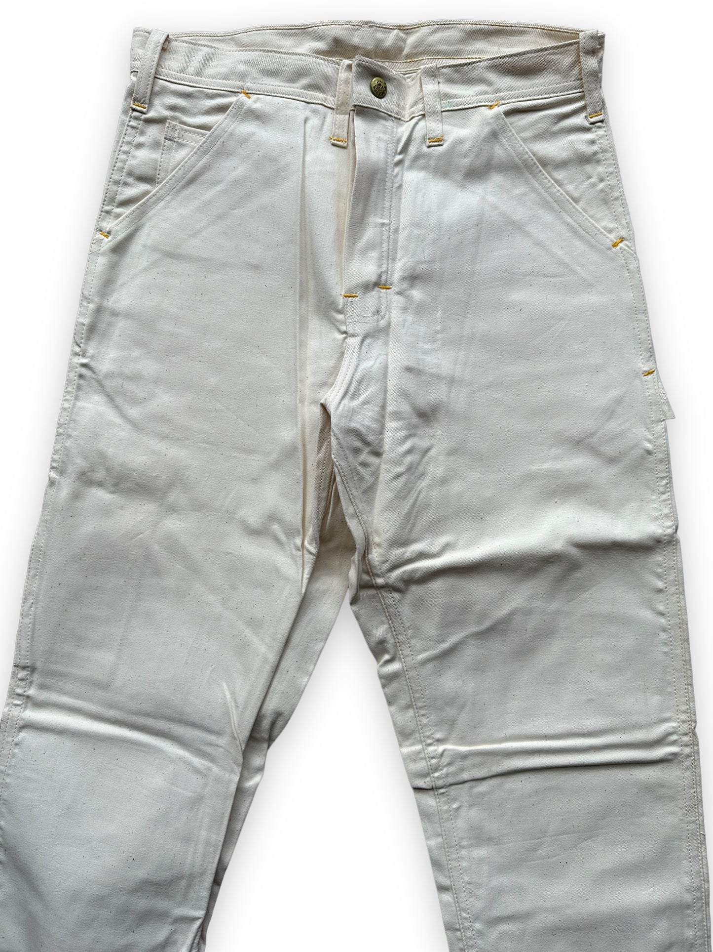 Upper Front View of NOS Vintage Carter's Ecru Painters Pants W29 L34 | Vintage Workwear Seattle | Barn Owl Vintage Clothing