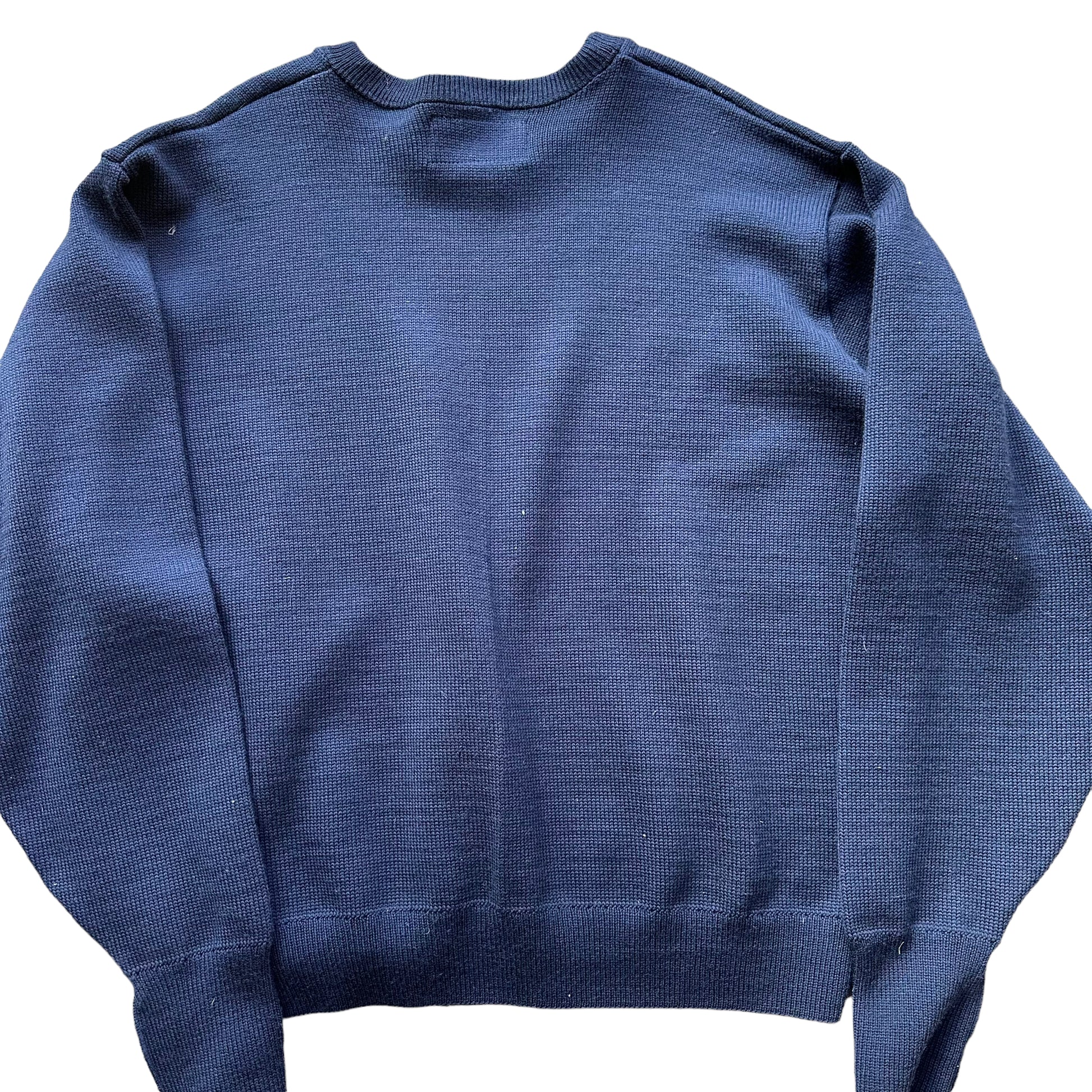 Rear Detail on Deadstock Filson Navy Guide Sweater SZ XXL |  New Old Stock Filson | Vintage Workwear Seattle